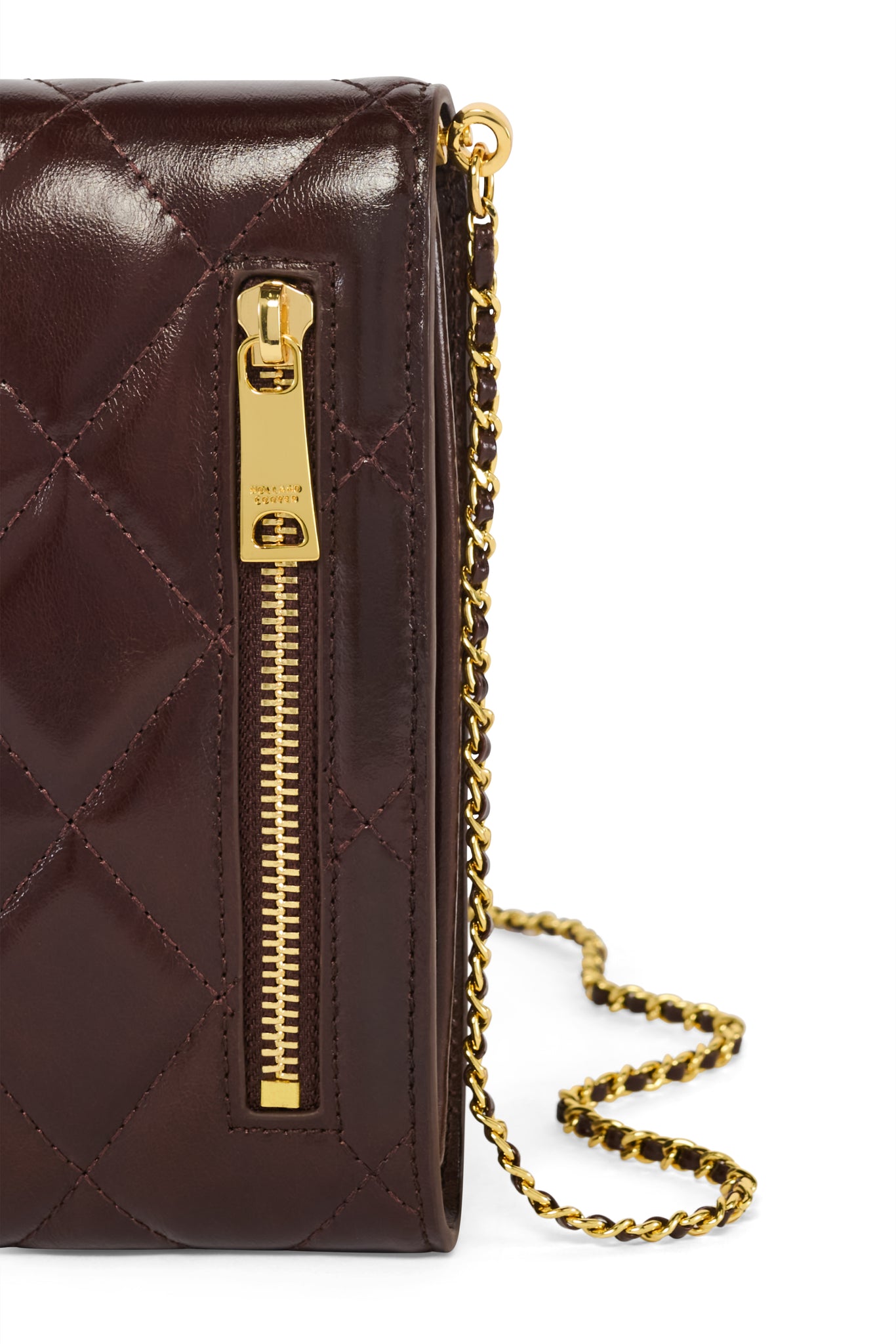 Knightsbridge Quilted Phone Pouch (Chestnut Leather)