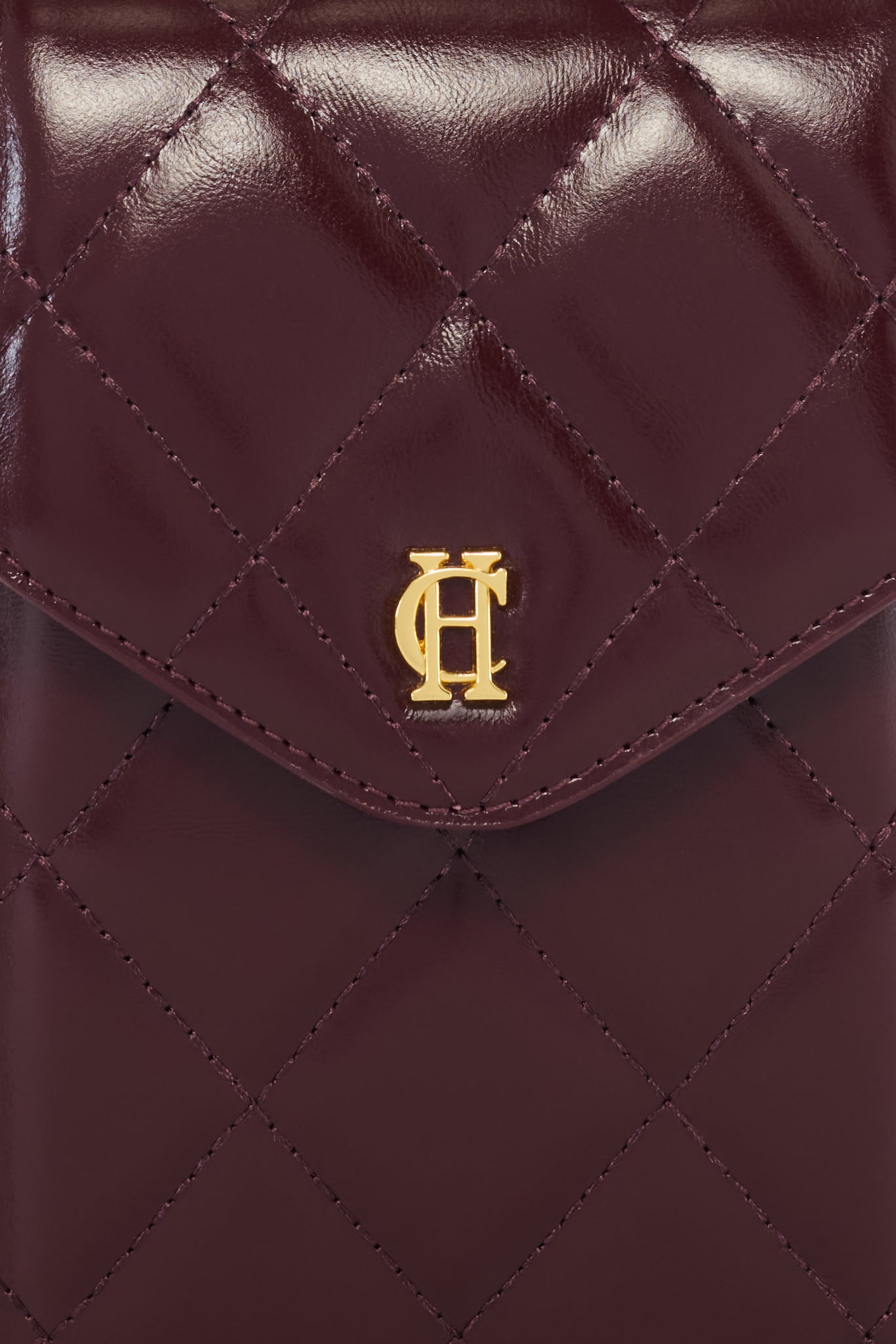 Knightsbridge Quilted Phone Pouch (Oxblood Leather)