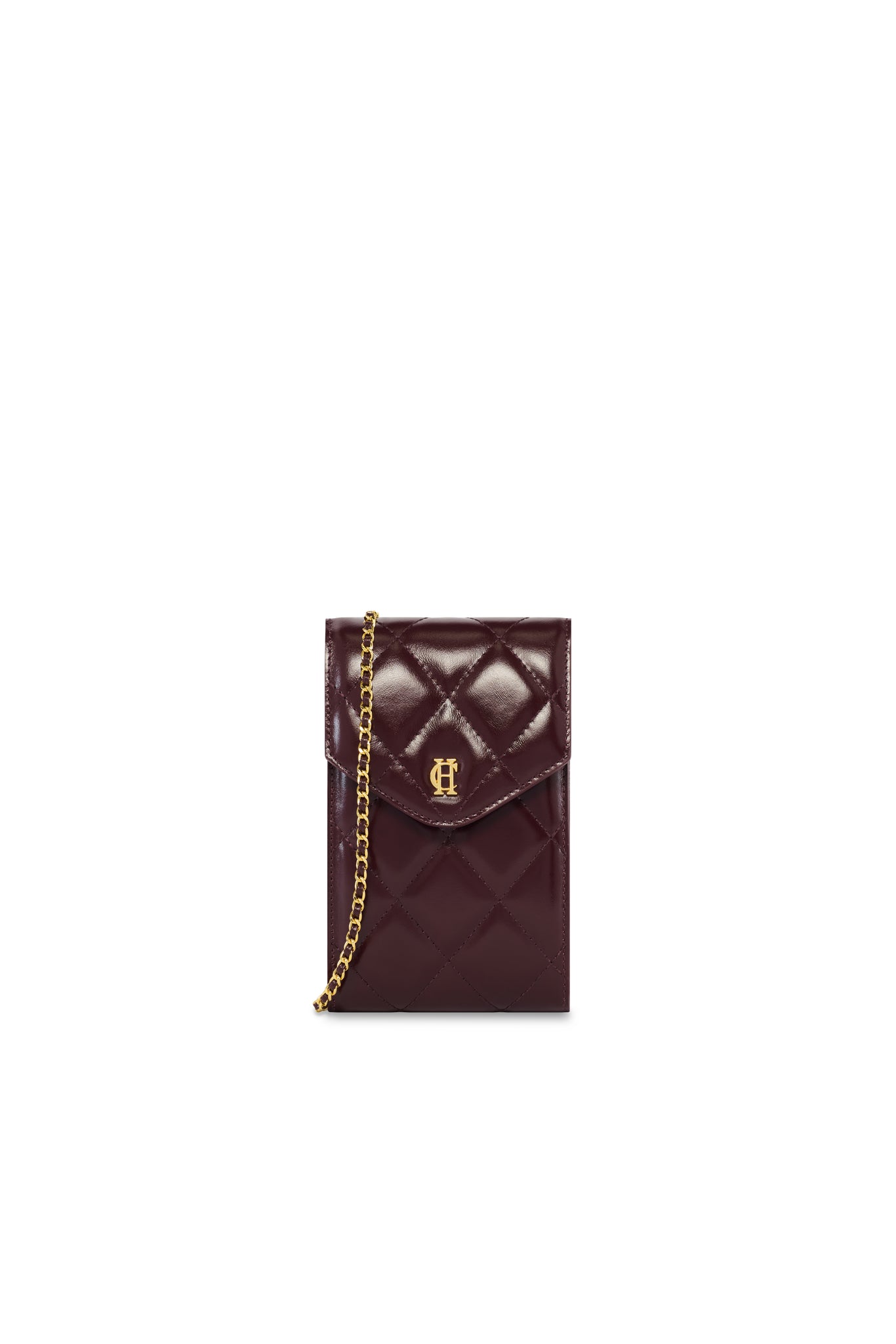 Knightsbridge Quilted Phone Pouch (Oxblood Leather)