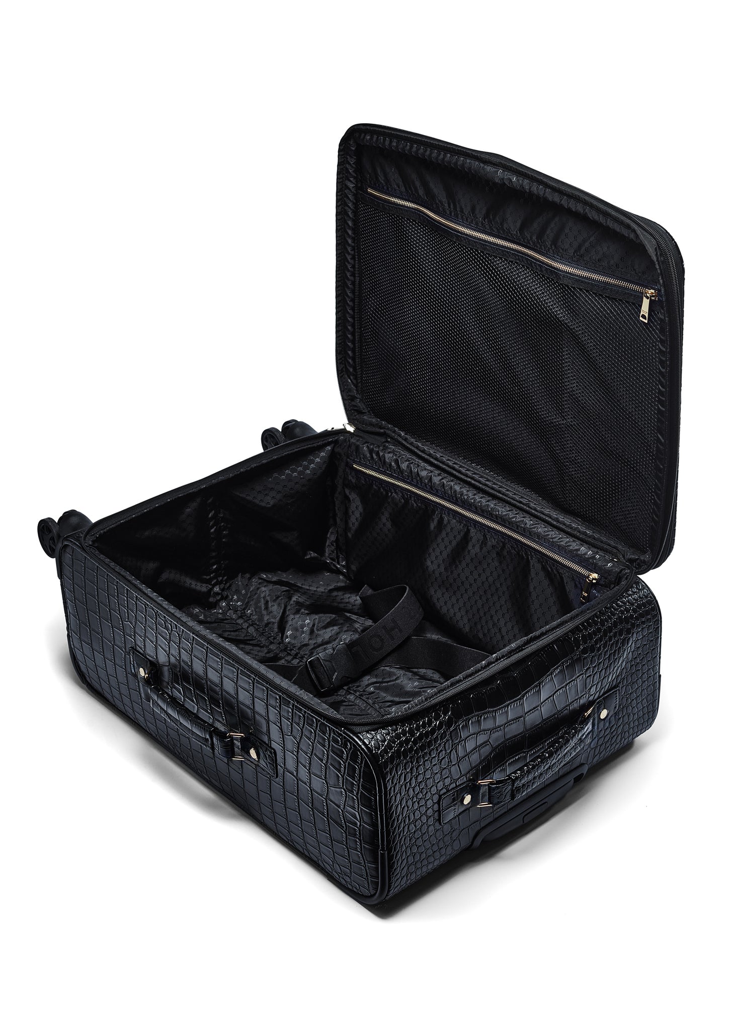 Knightsbridge Large Suitcase (Black Croc)