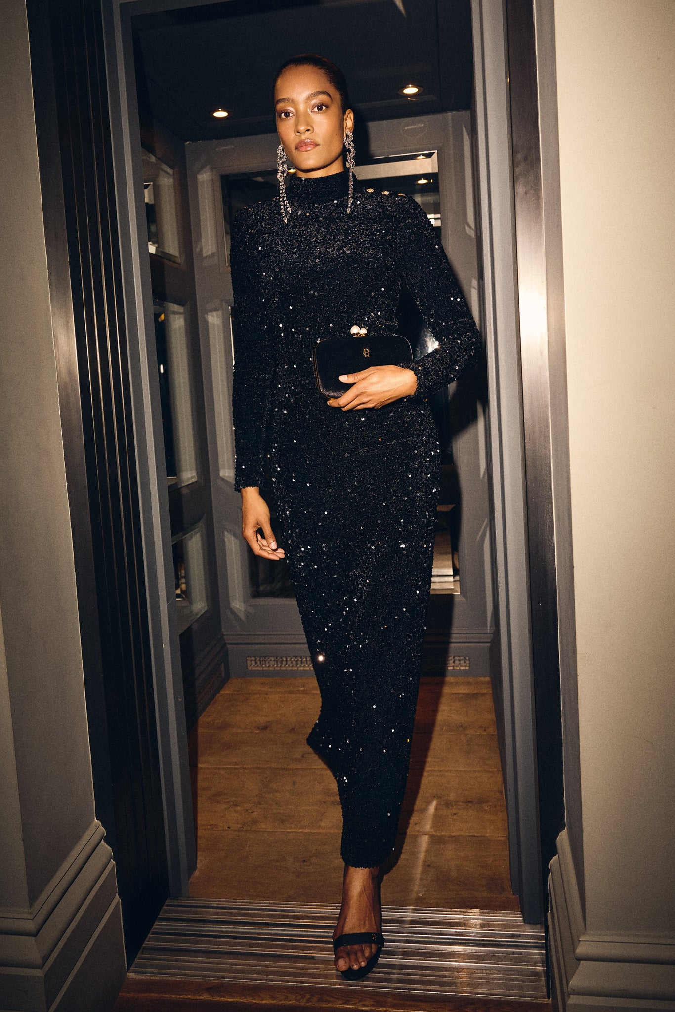 Cara Sequin Maxi Dress (Black Sequin)