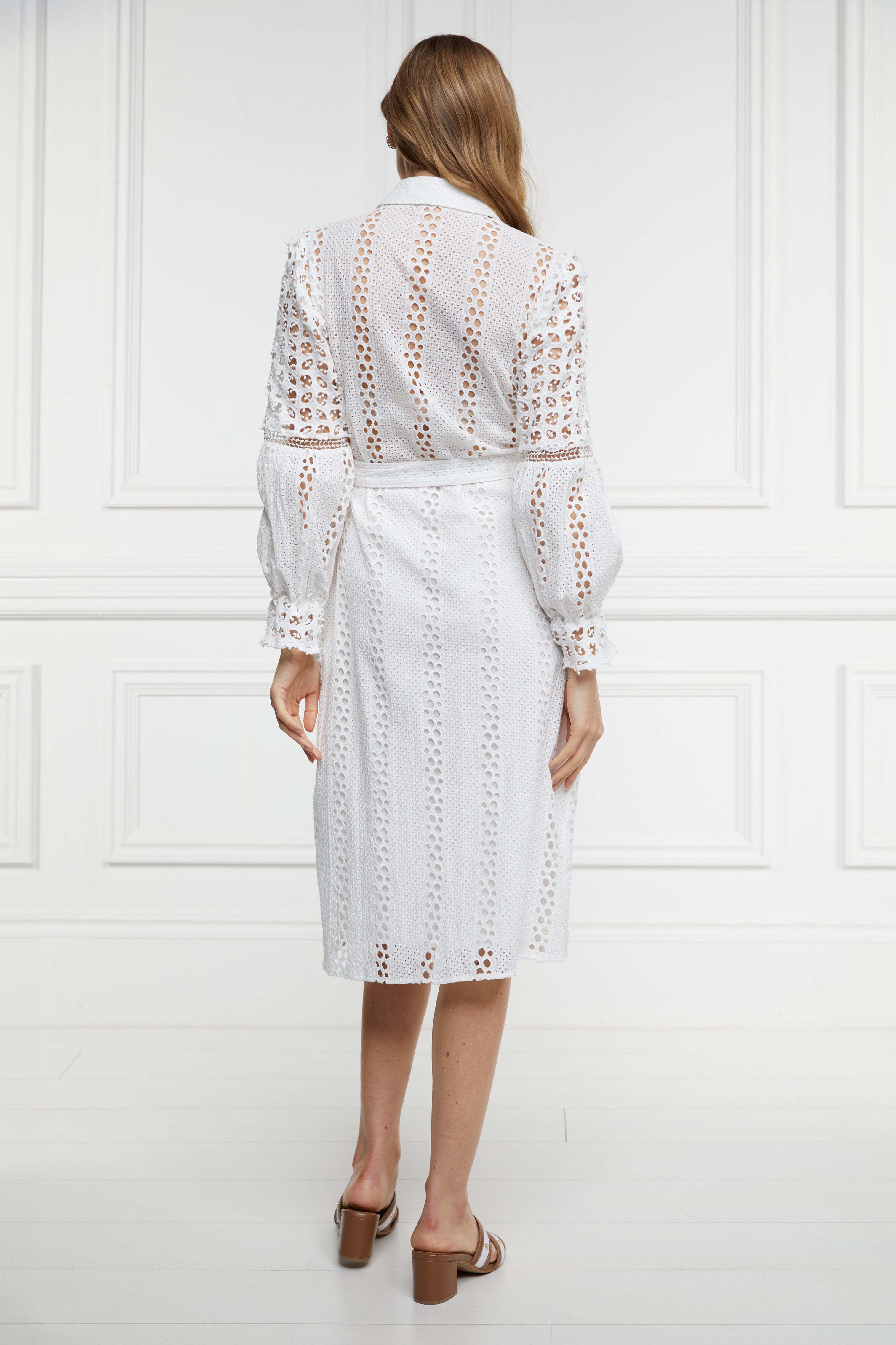 Lace Embroidered Tie-waist Midi Dress