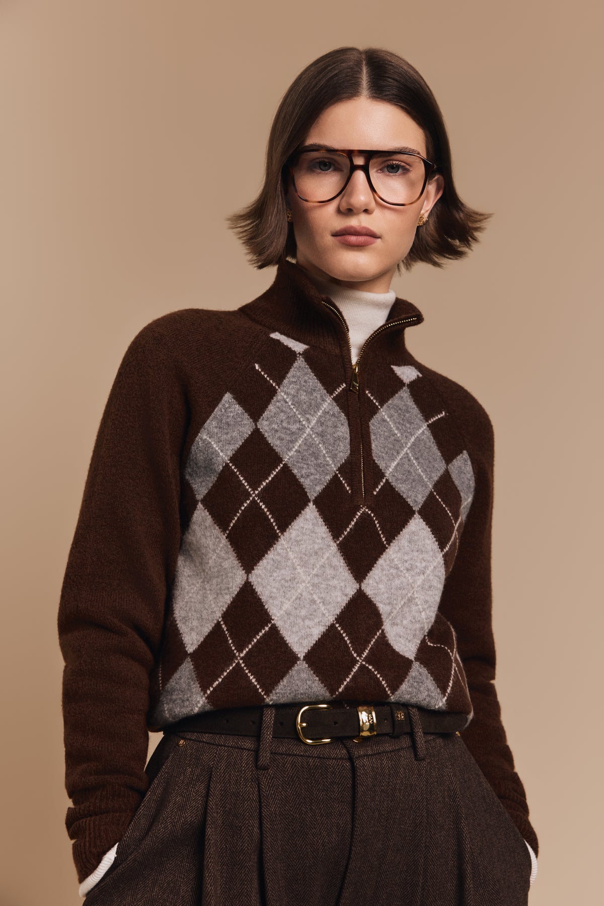 Oakmont Quarter Zip Knit (Chocolate)