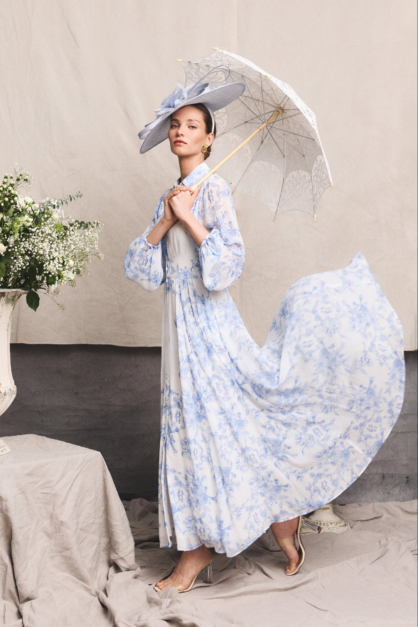 Paros Shirt Dress (English Blue Garden)