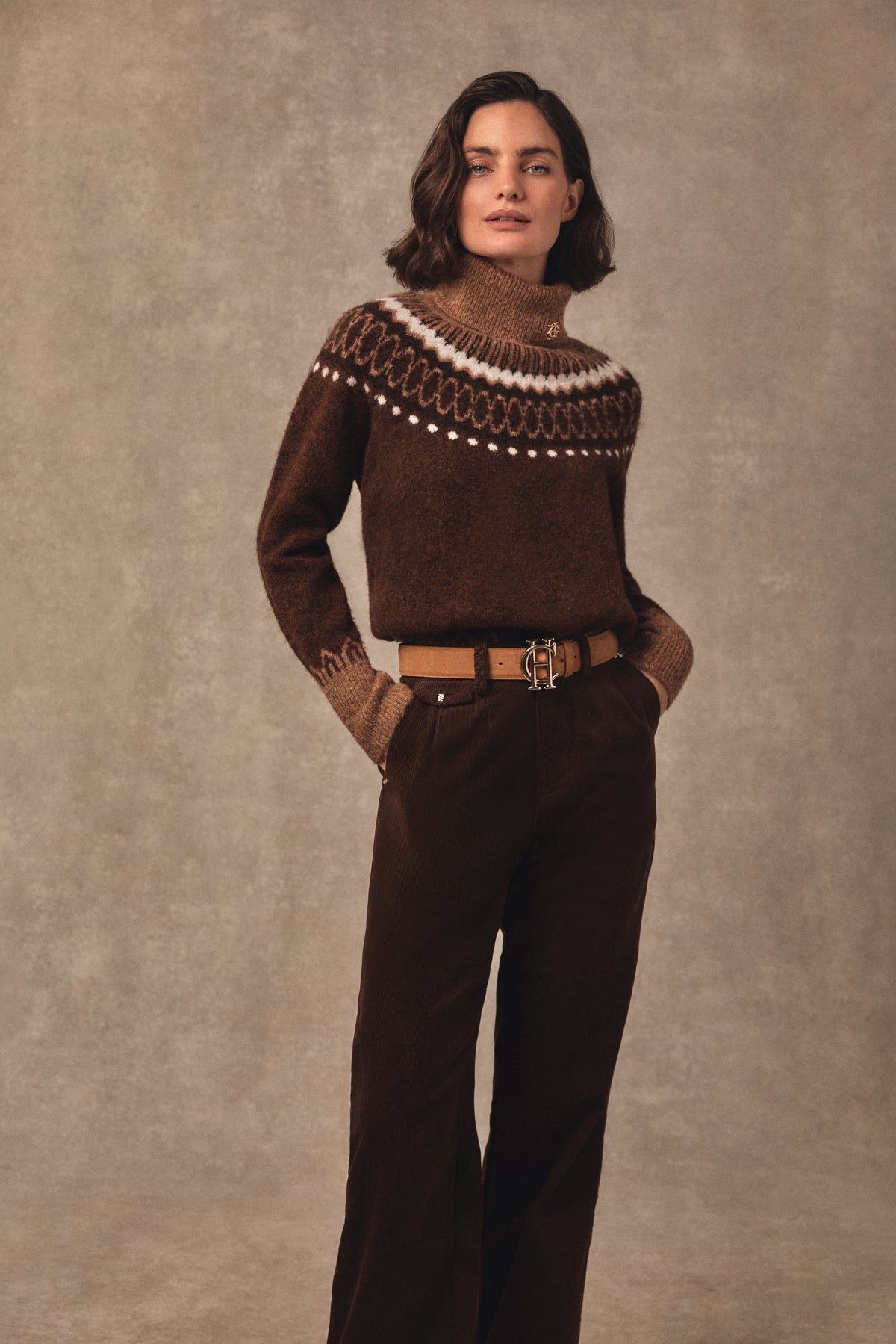 Colorado Roll Neck (Chocolate Fairisle)