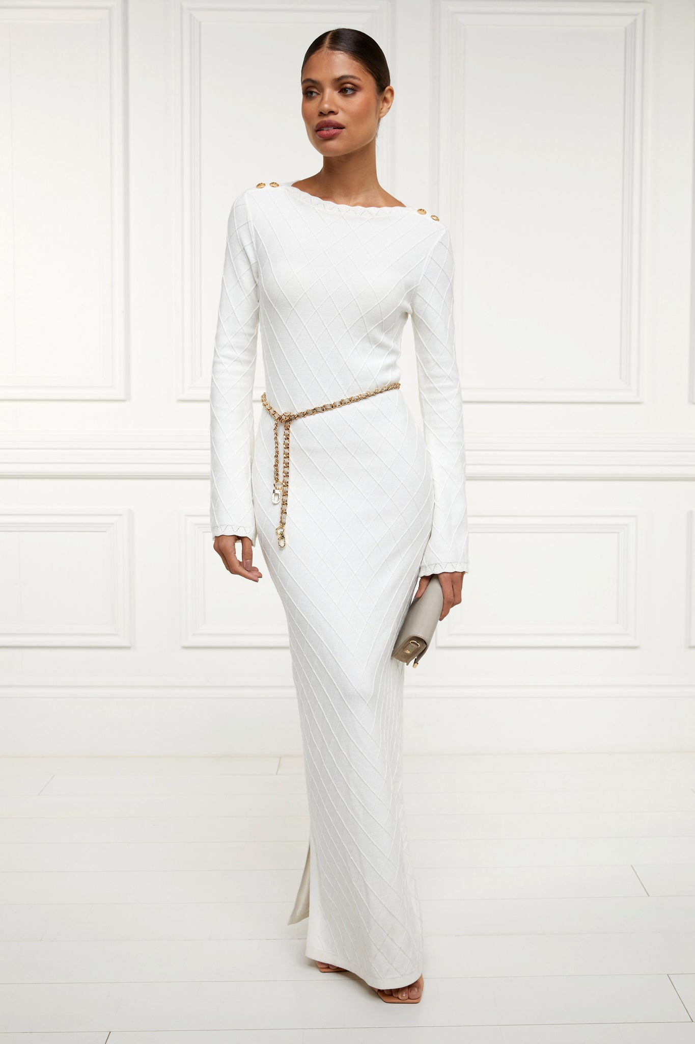 Olive Maxi Dress (White)