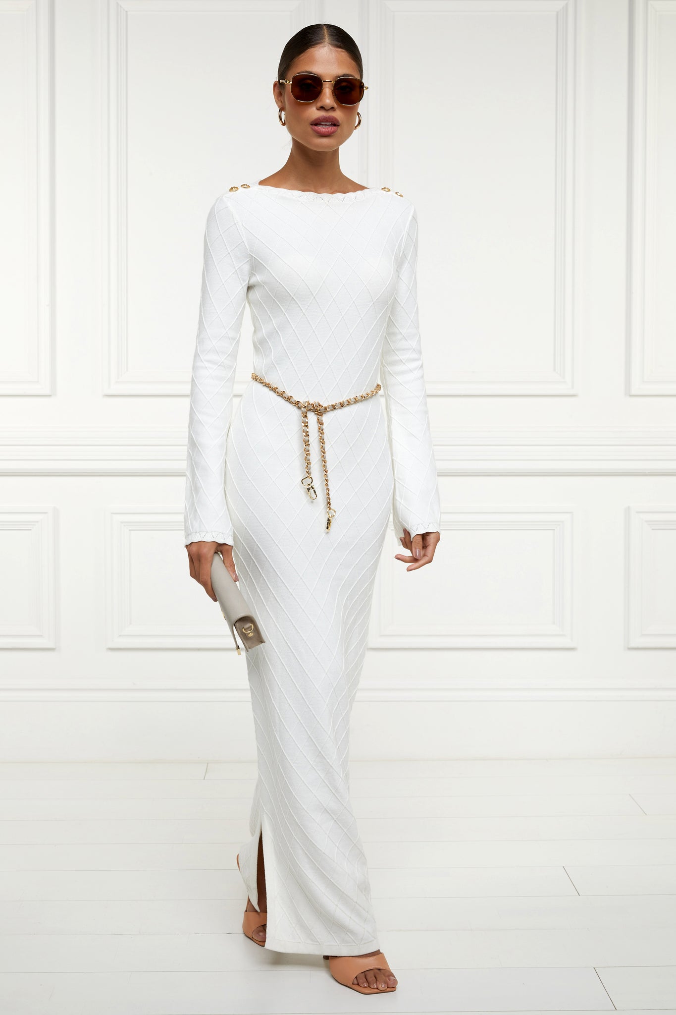 Olive Maxi Dress (White)