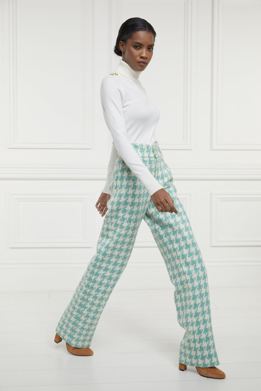 High Waisted Straight Trouser (Hot Pink Large Scale Houndstooth) – Holland  Cooper ®