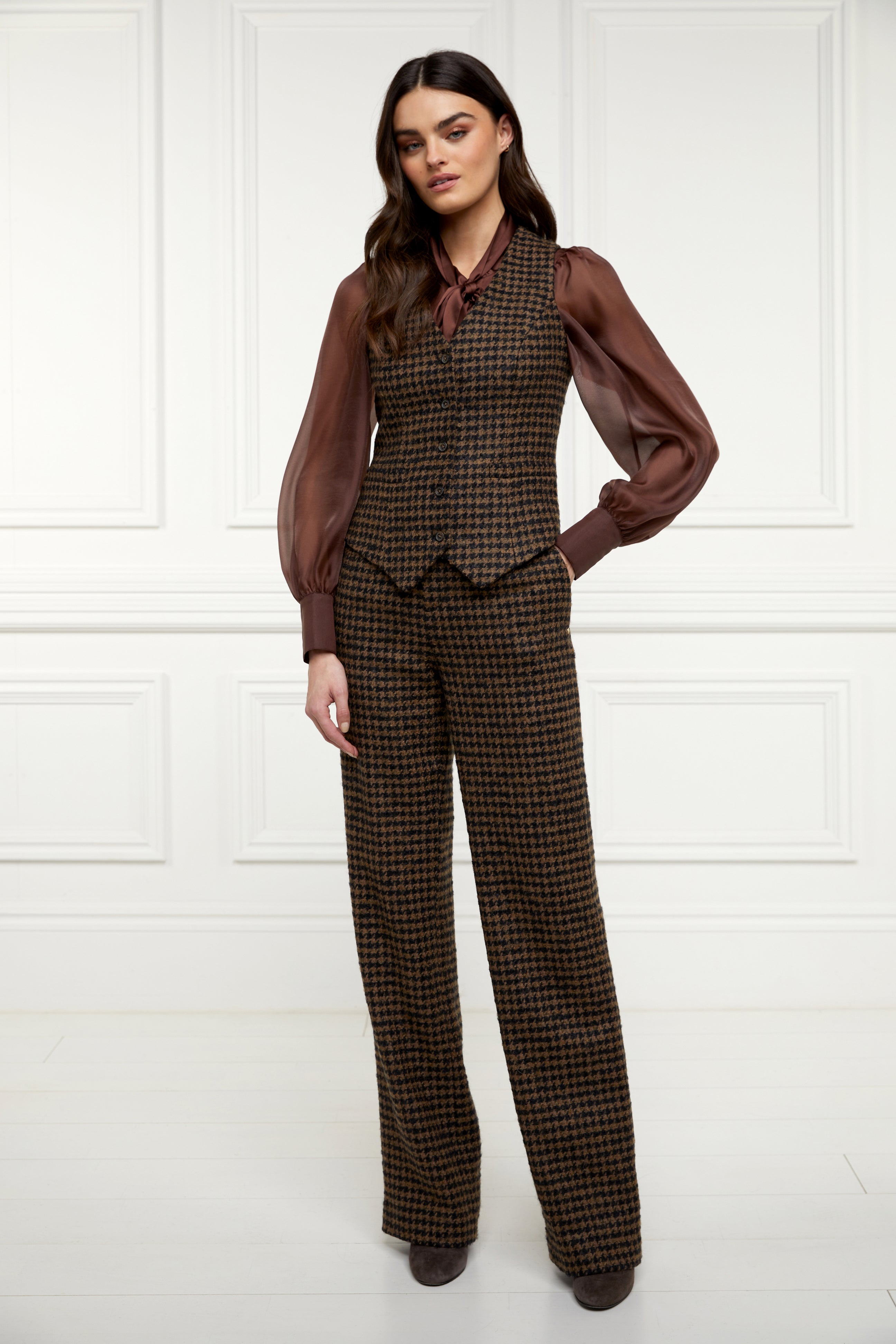 Hampton Coat - Olive Houndstooth