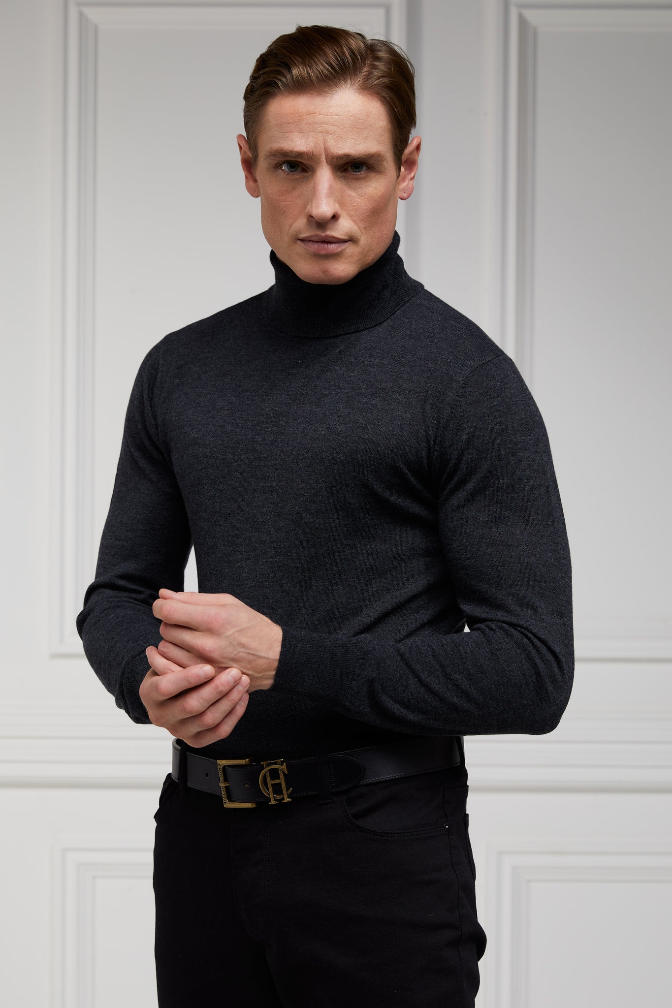 Fine Roll Neck Knit (Charcoal)