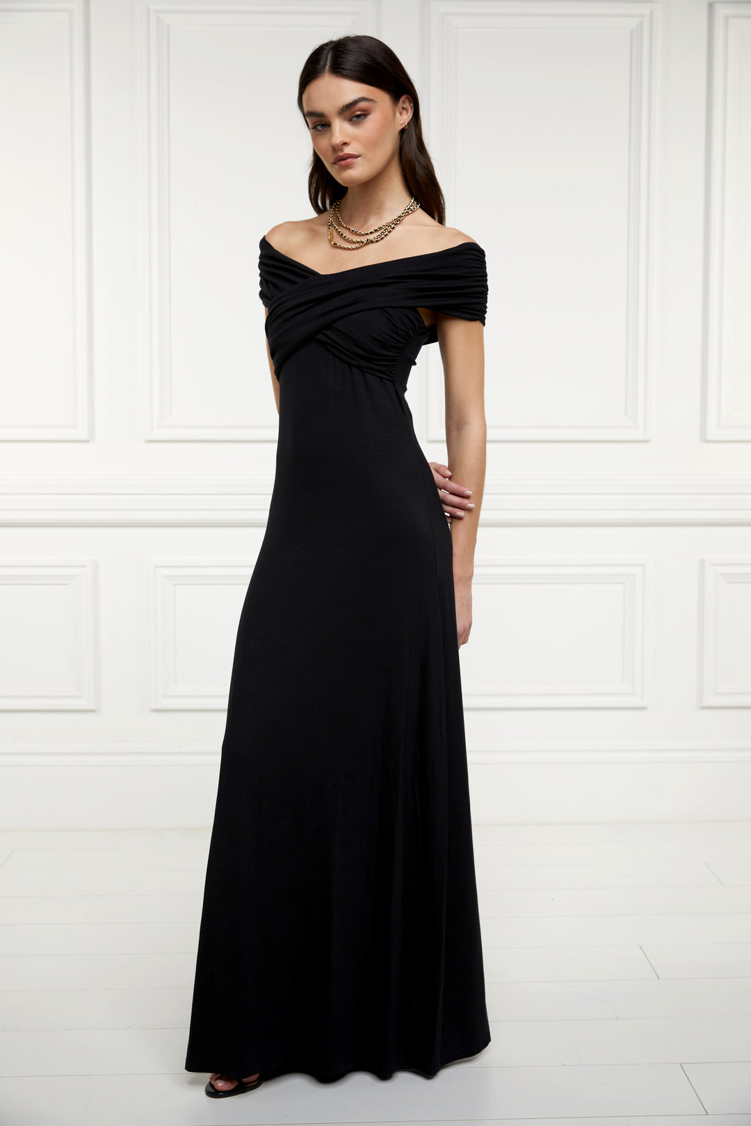 Alexandrie Long Caftan Dress - Black
