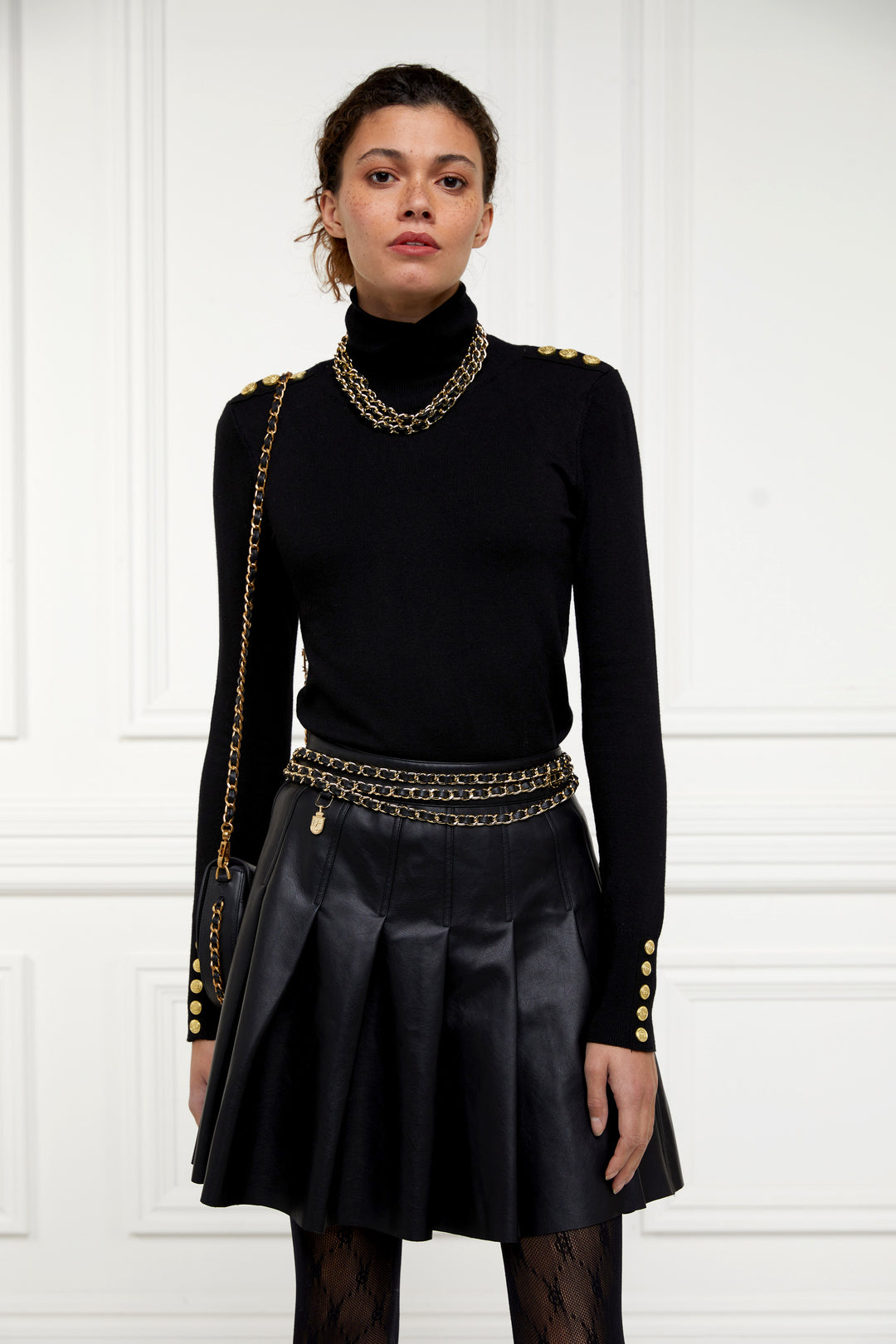 2912285 Black Leather Look Mini Skirt