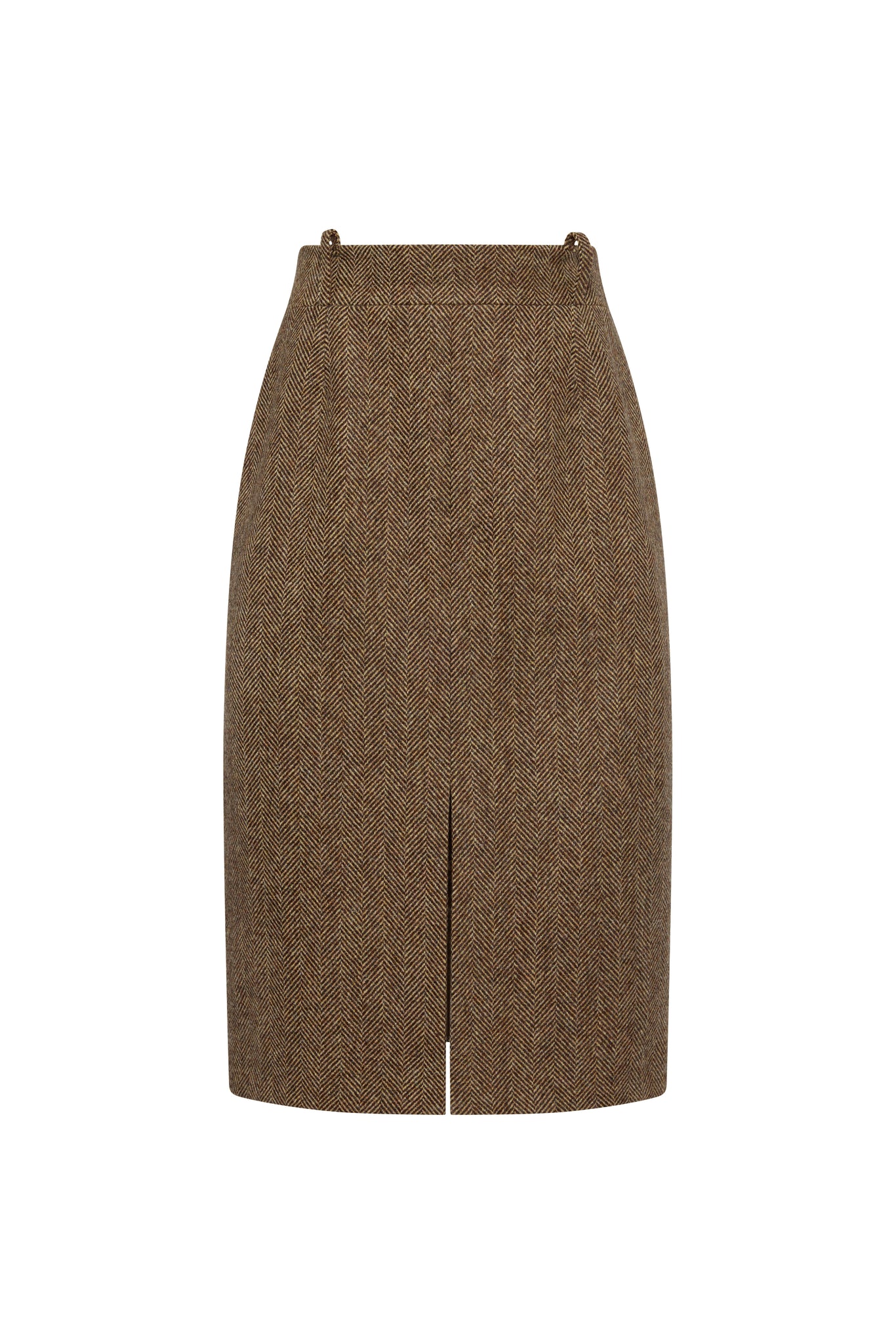 Mayfair Pencil Skirt (Large Scale Brown Herringbone)