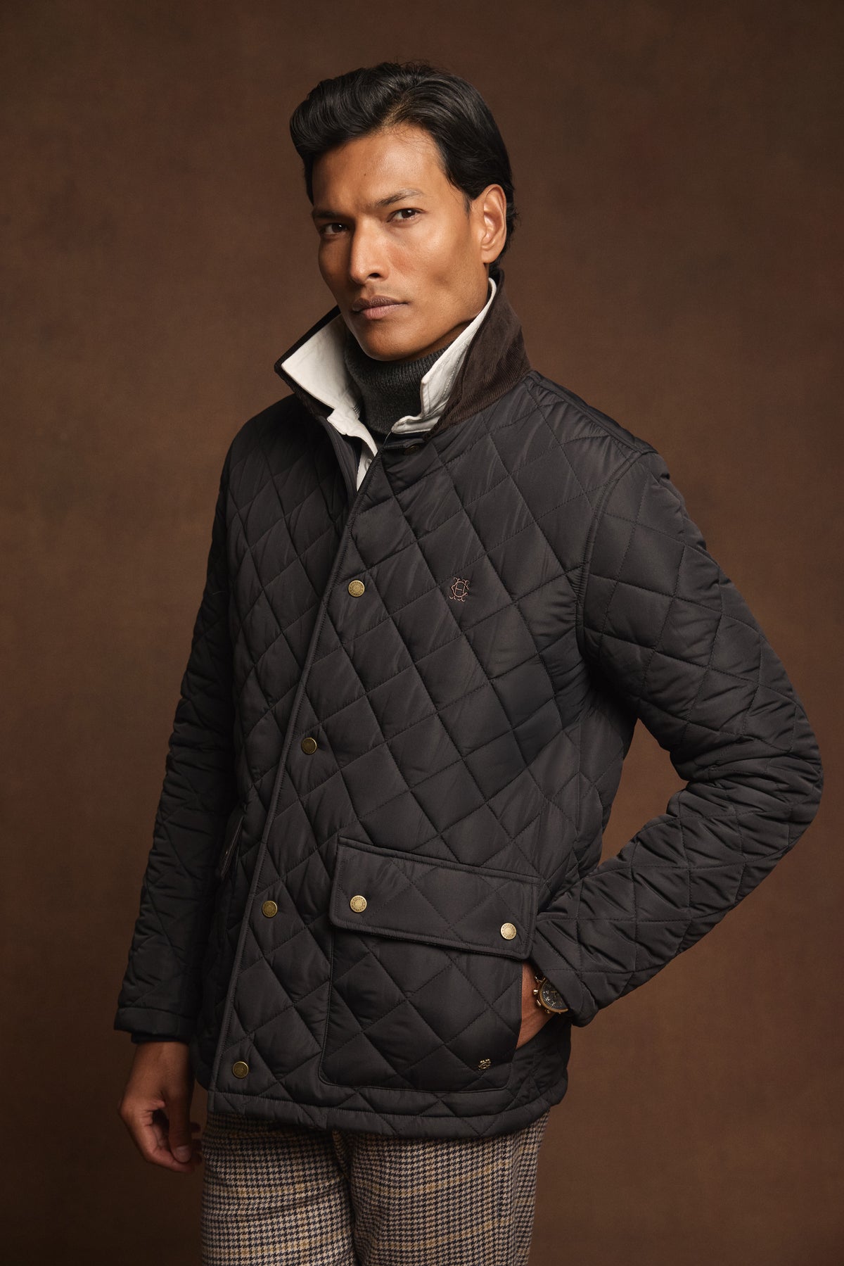 Men's Country Quilted Jacket (Black)