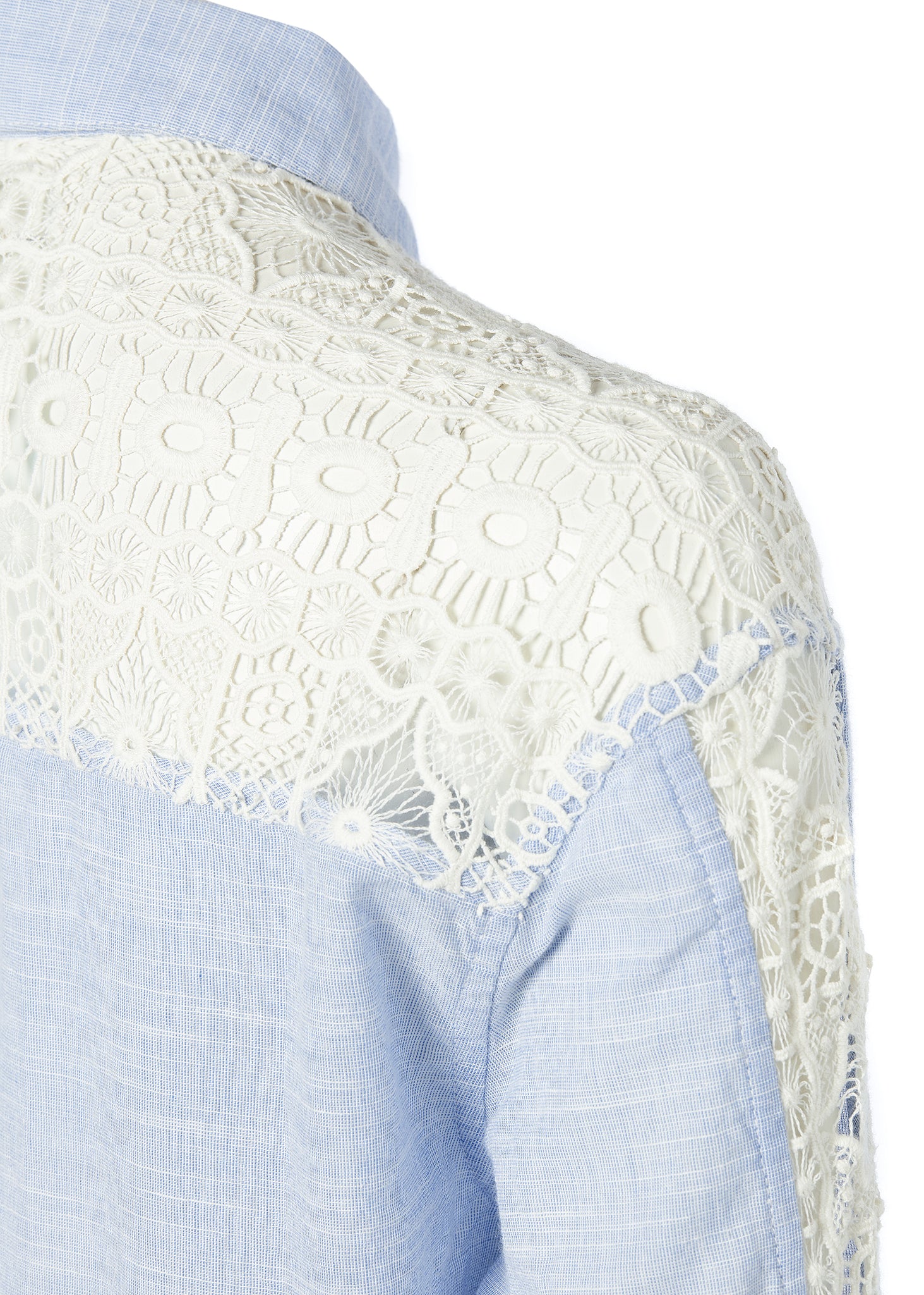 Oversized Cotton Lace Shirt (Tick Stripe Sky Blue)