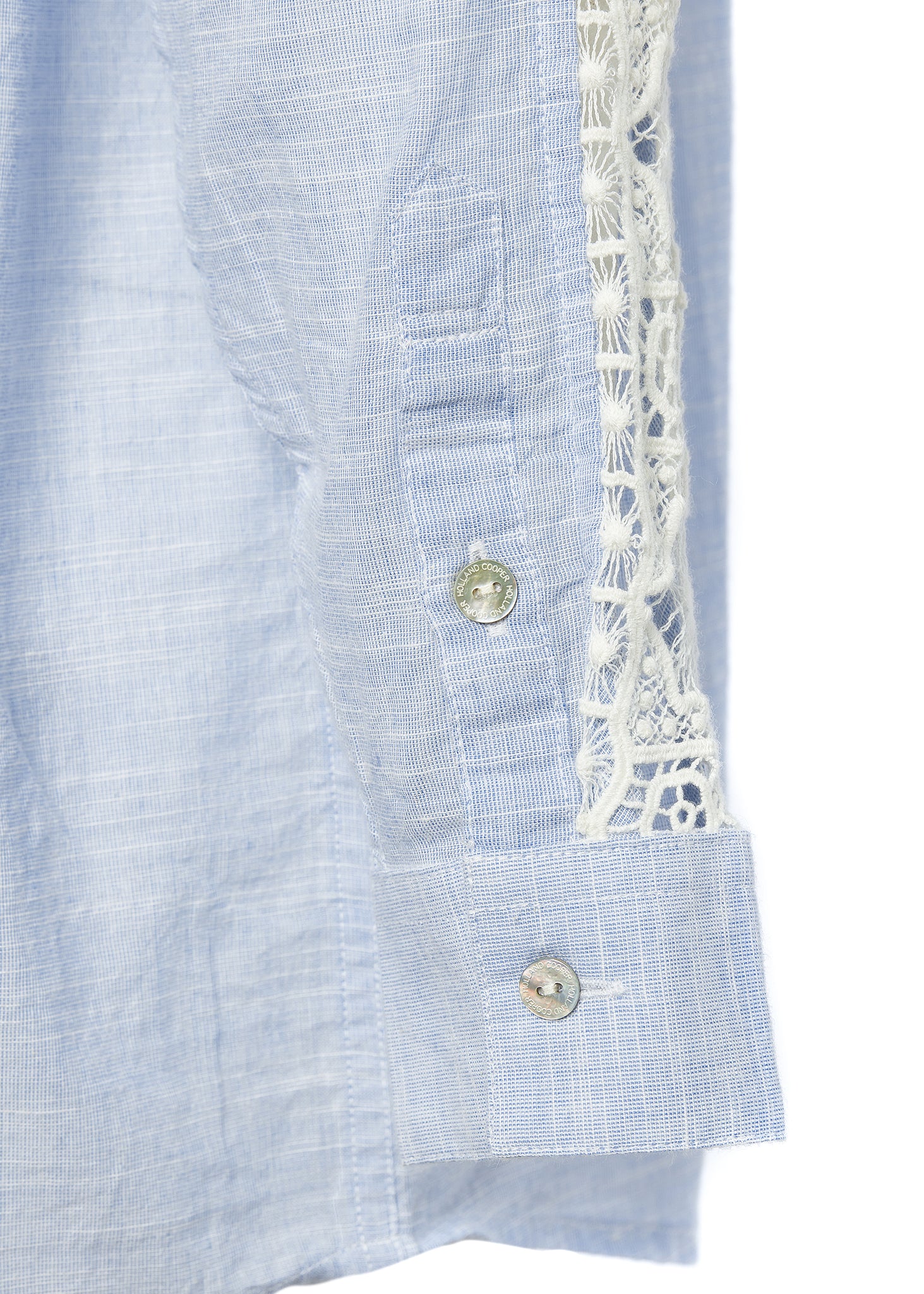 Oversized Cotton Lace Shirt (Tick Stripe Sky Blue)