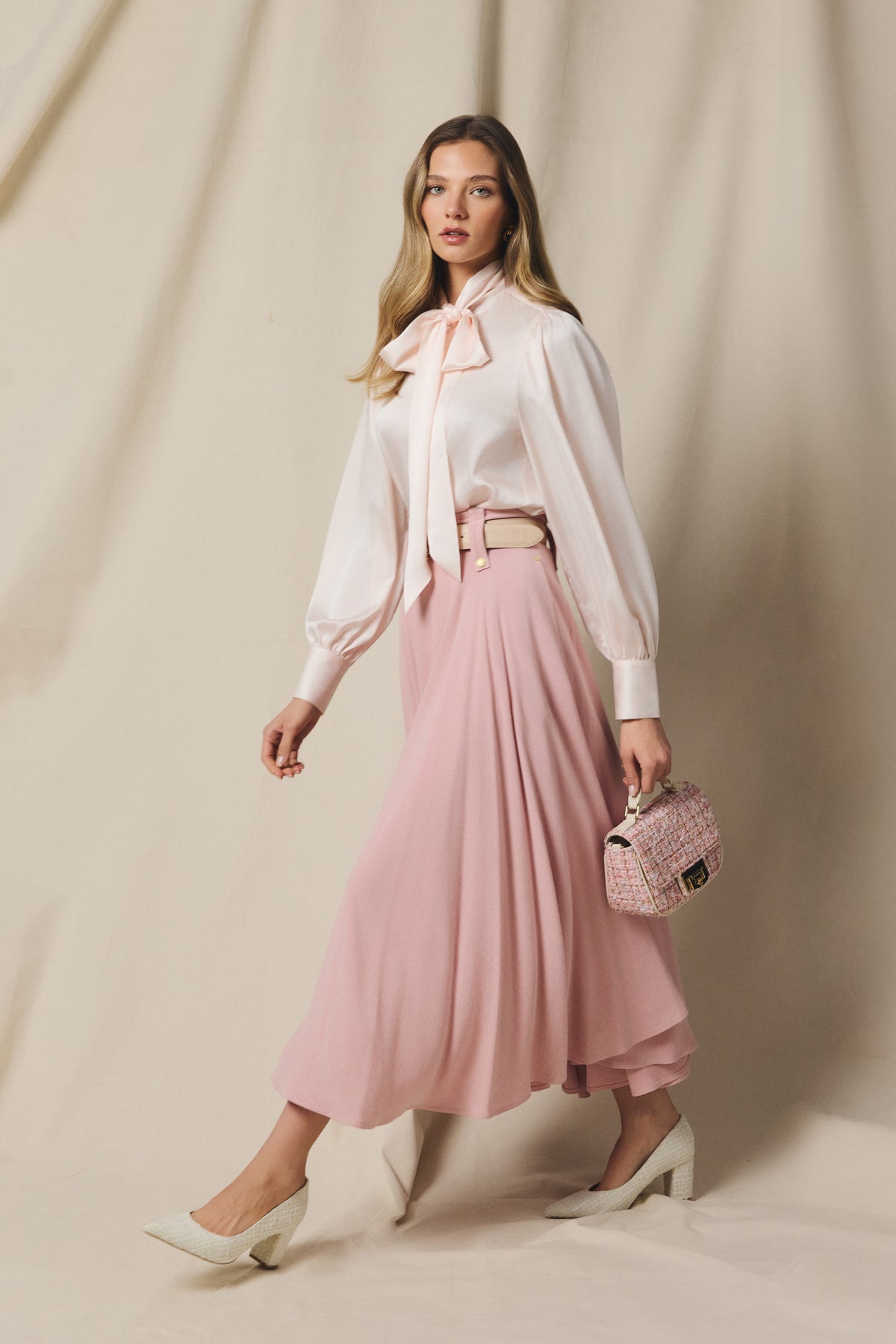 360 Maxi Linen Circle Skirt (Pink Linen)