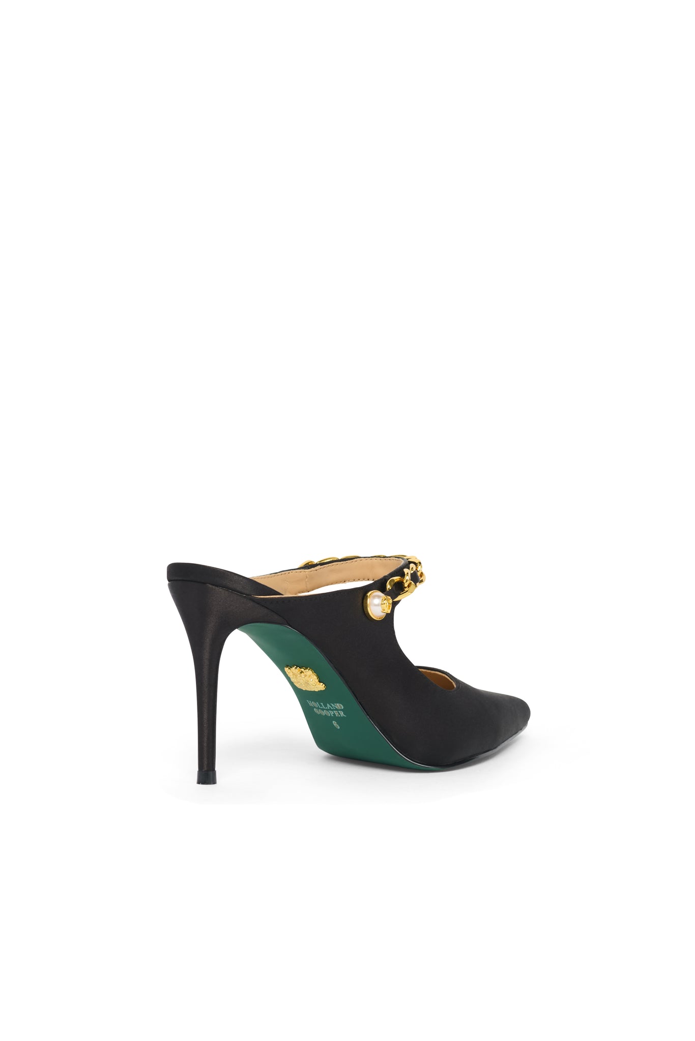 Regency Satin Pearl Stiletto (Black Satin)