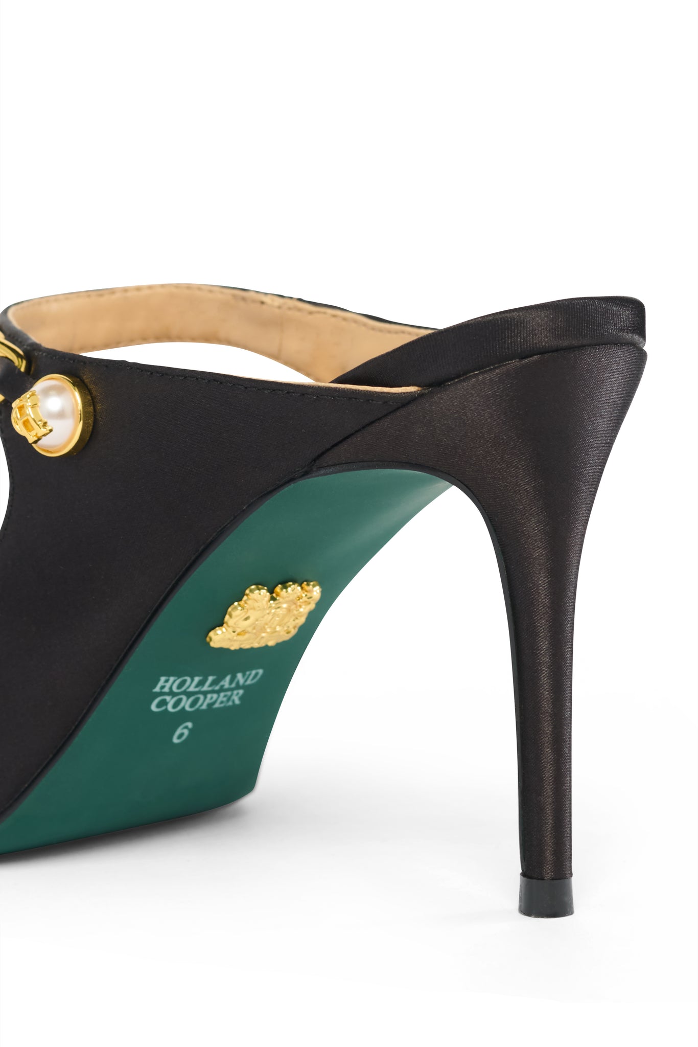 Regency Satin Pearl Stiletto (Black Satin)