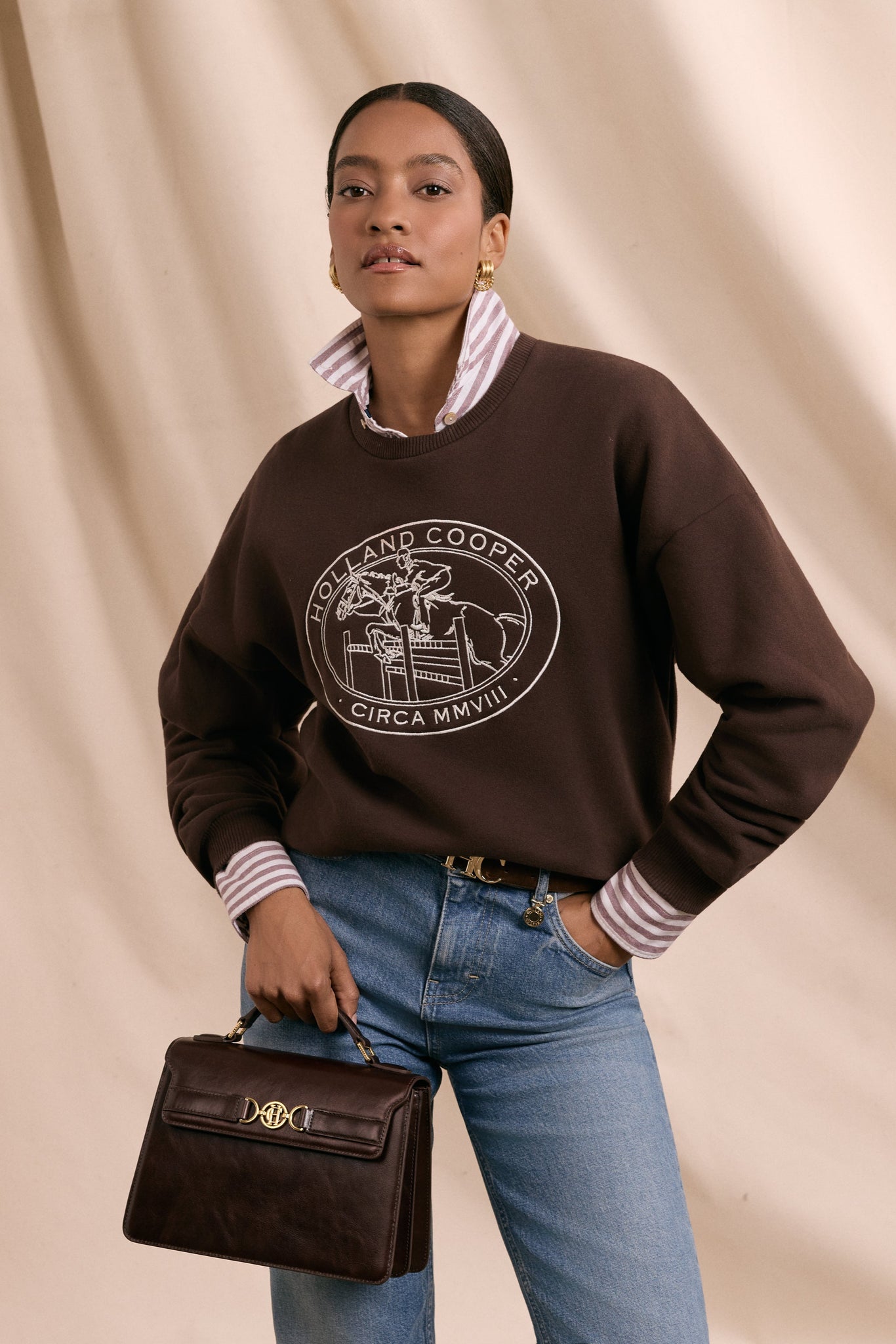 Relaxed Fit Crew Neck Sweat (Walnut)