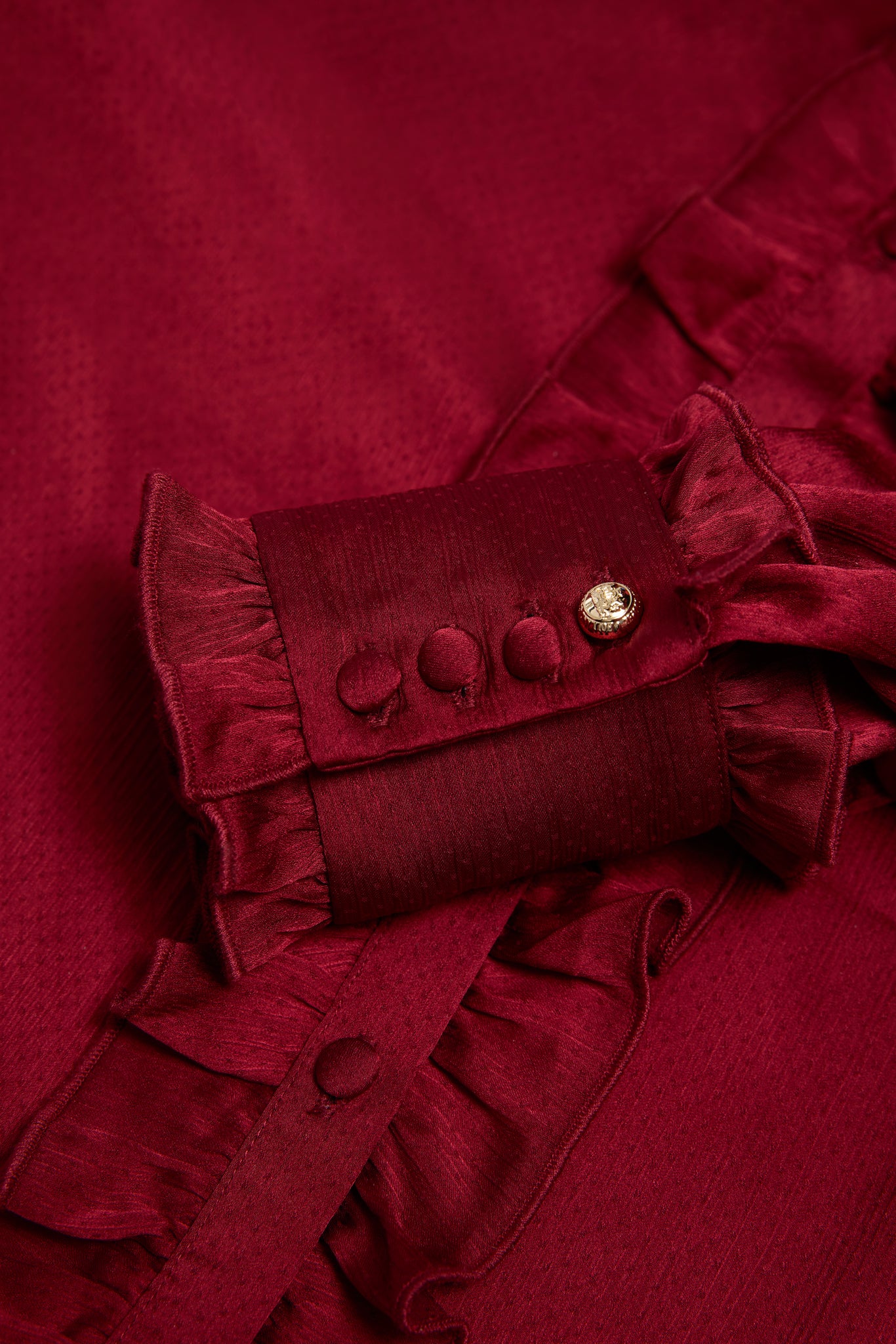 Ria Ruffle Shirt (Deep Raspberry)