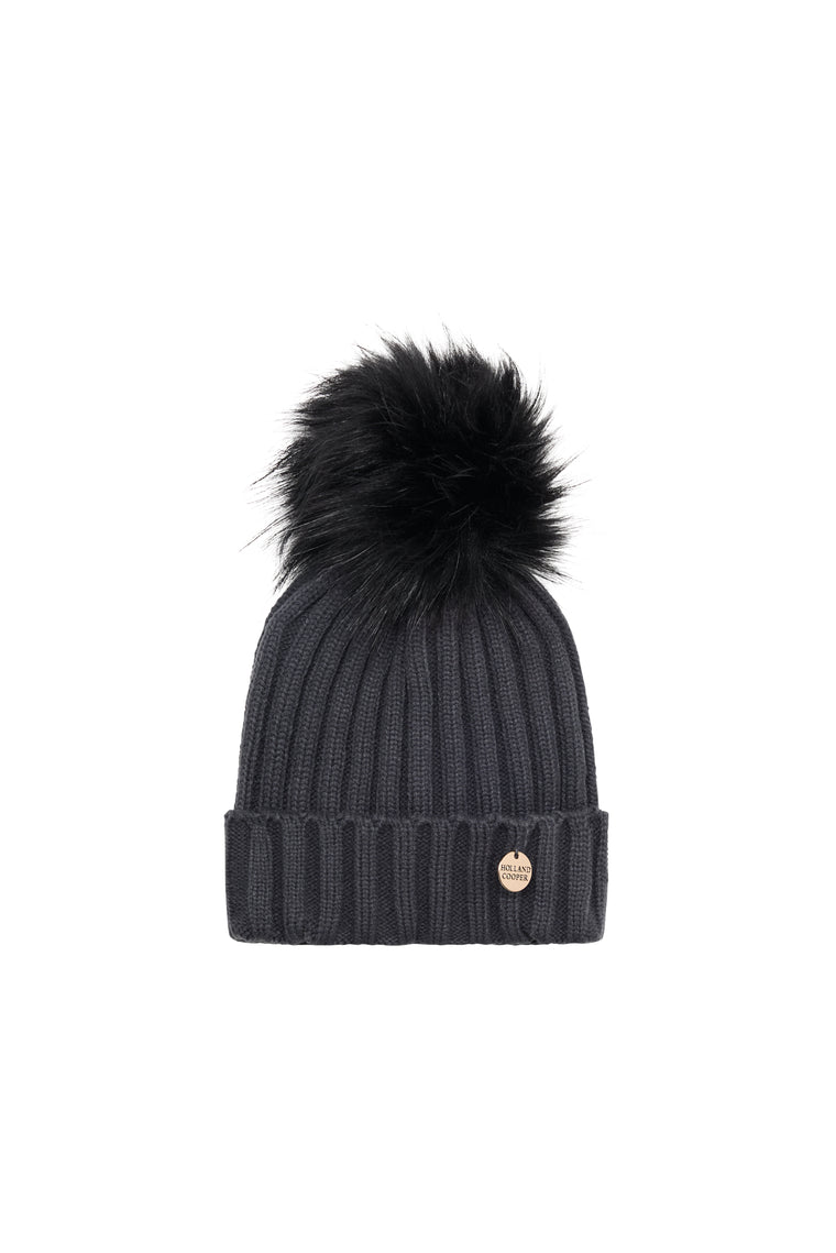 Rib Bobble Hat (Grey)