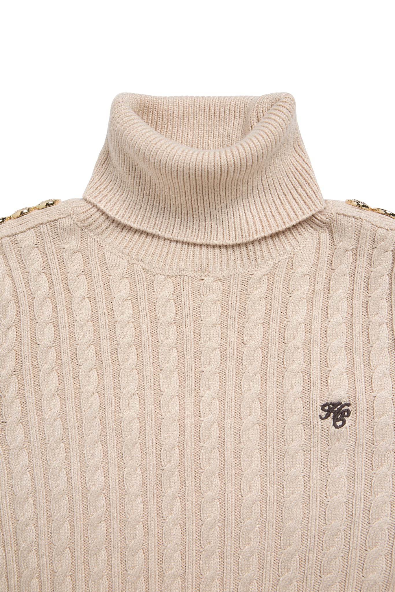 Seattle Roll Neck Cable Knit (Oatmeal)