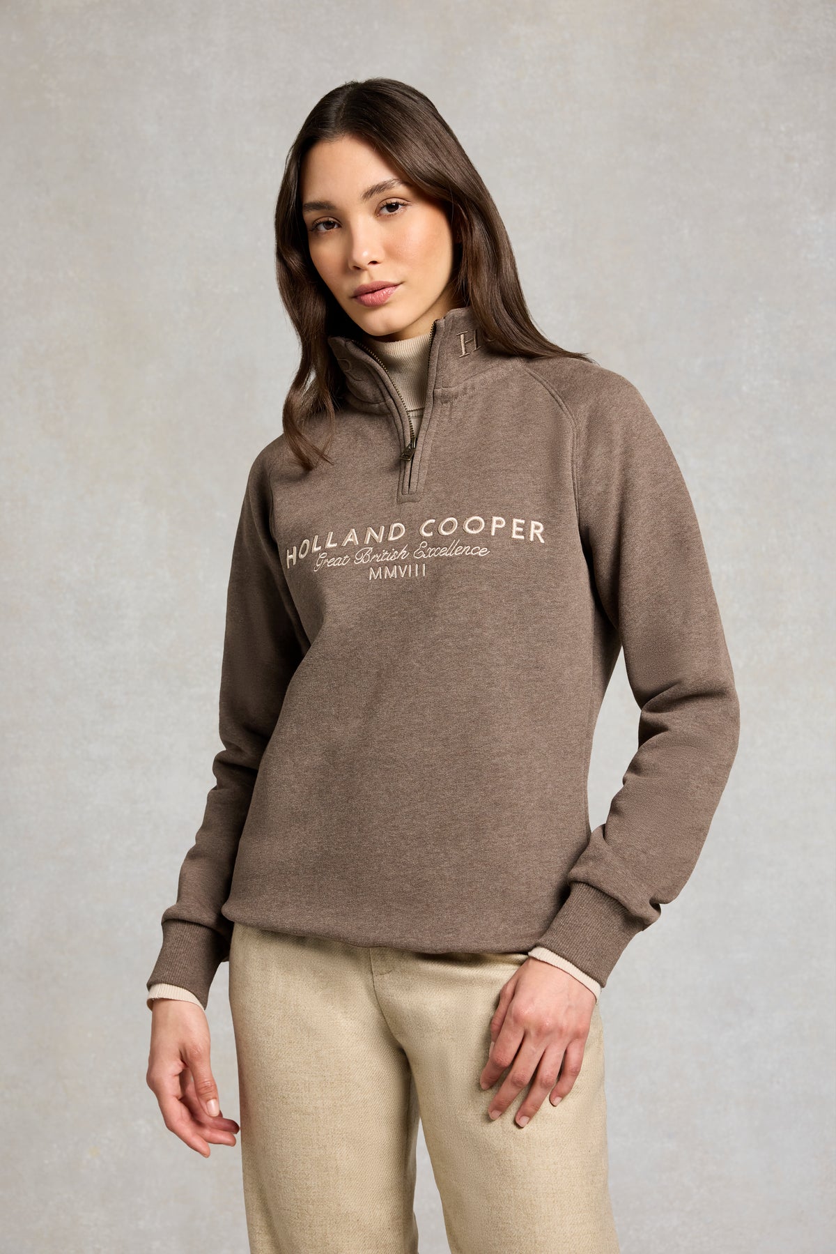 Sporting Goods Zip Henley (Chocolate Marl)