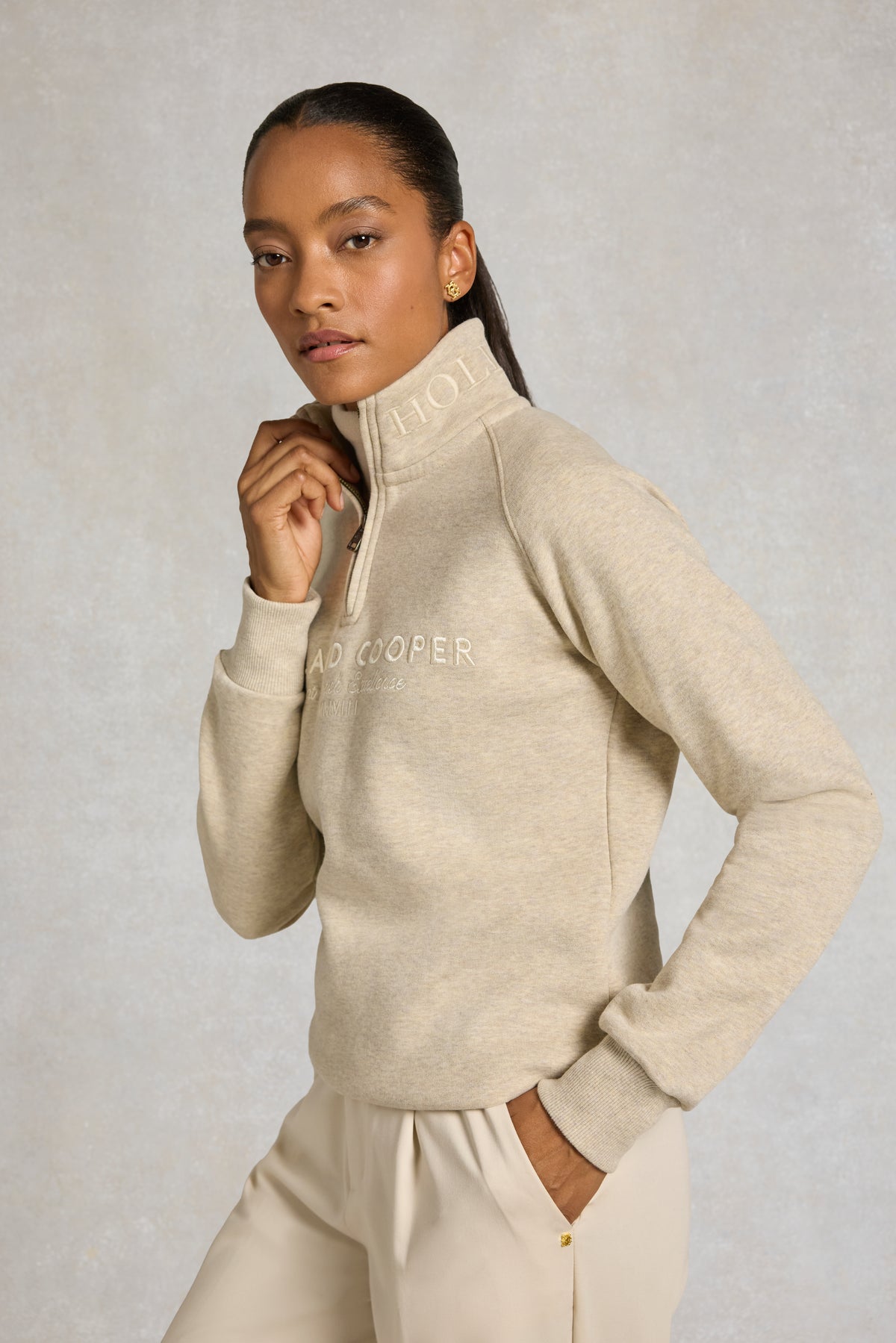 Sporting Goods Zip Henley (Oatmeal Marl)