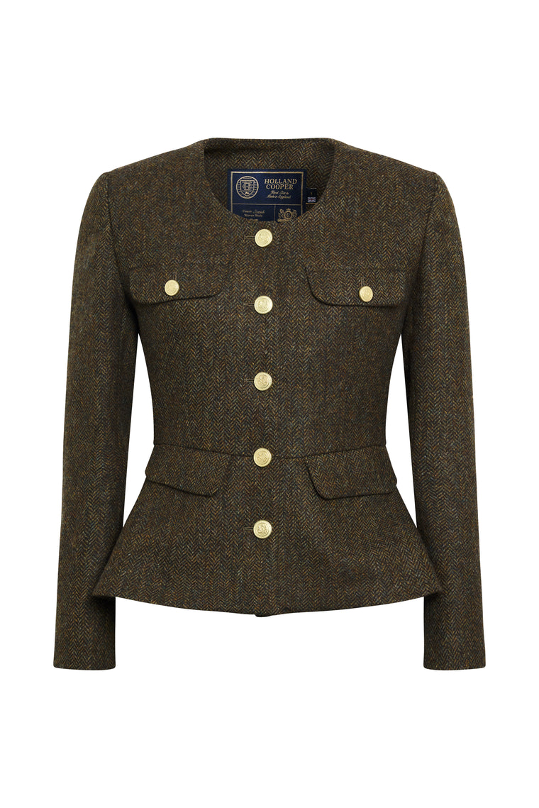 Jade's Dark Green Herringbone Look