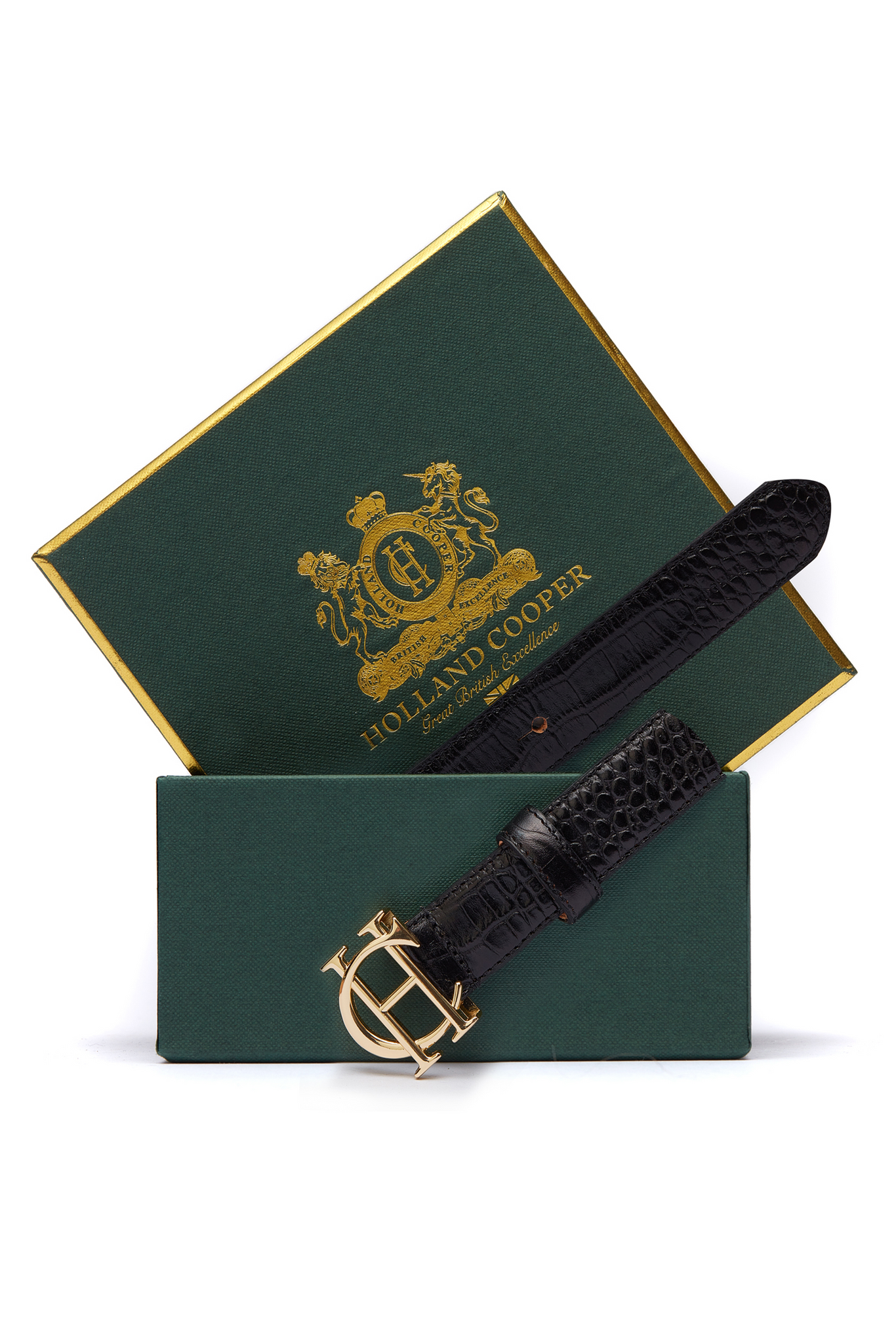 HC Classic Slim Belt Black Croc Holland Cooper