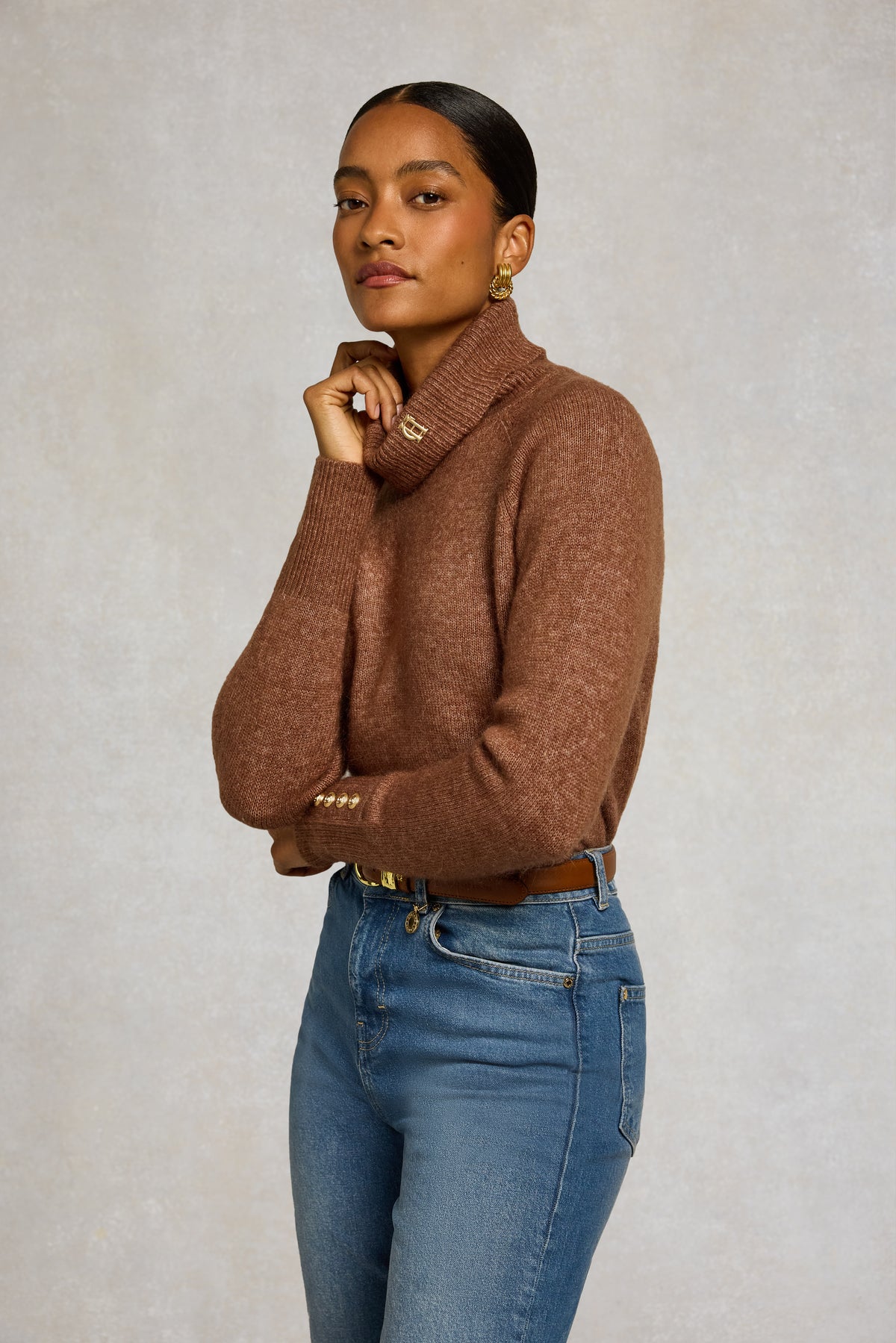Tori Roll Neck Knit (Latte)