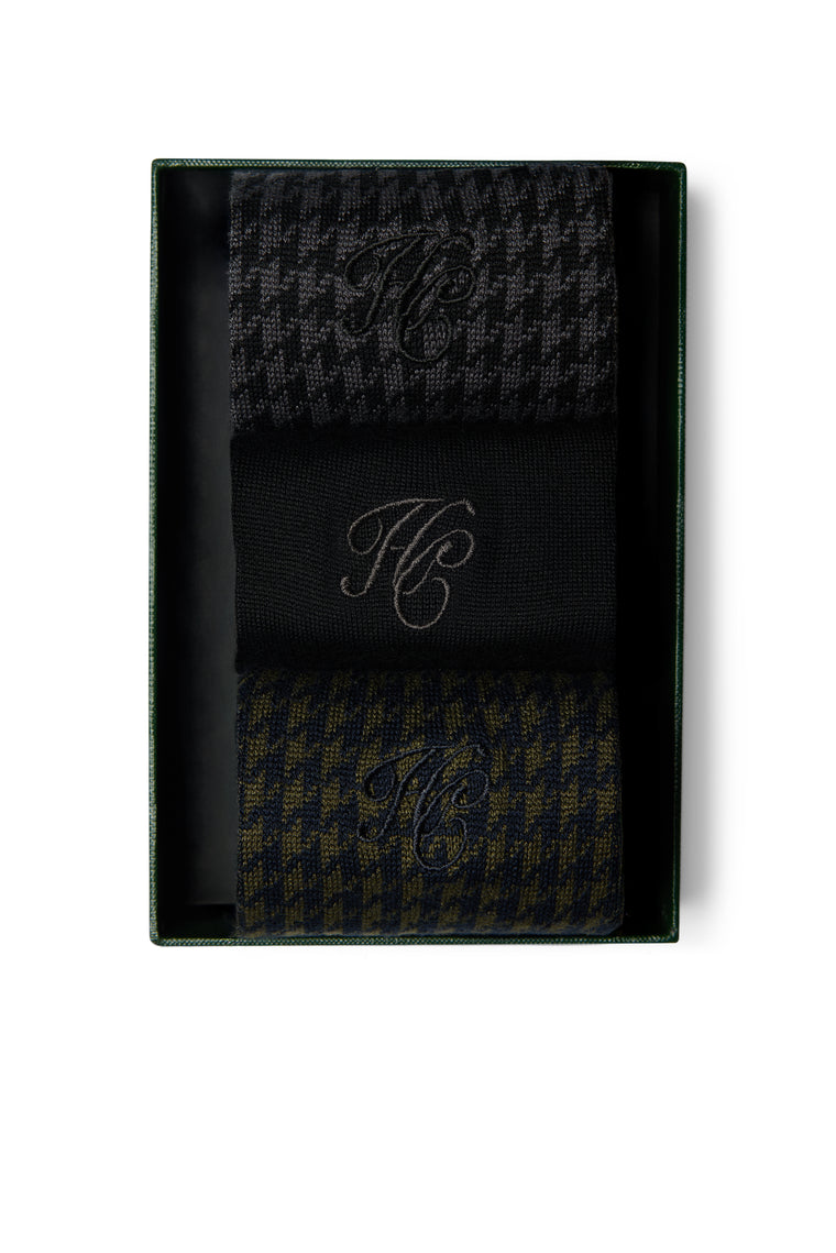 Women's Sock Gift Box (Charcoal Houndstooth Set)