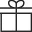 Black line drawing of a present with a bow