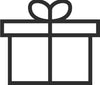 Black line drawing of a present with a bow