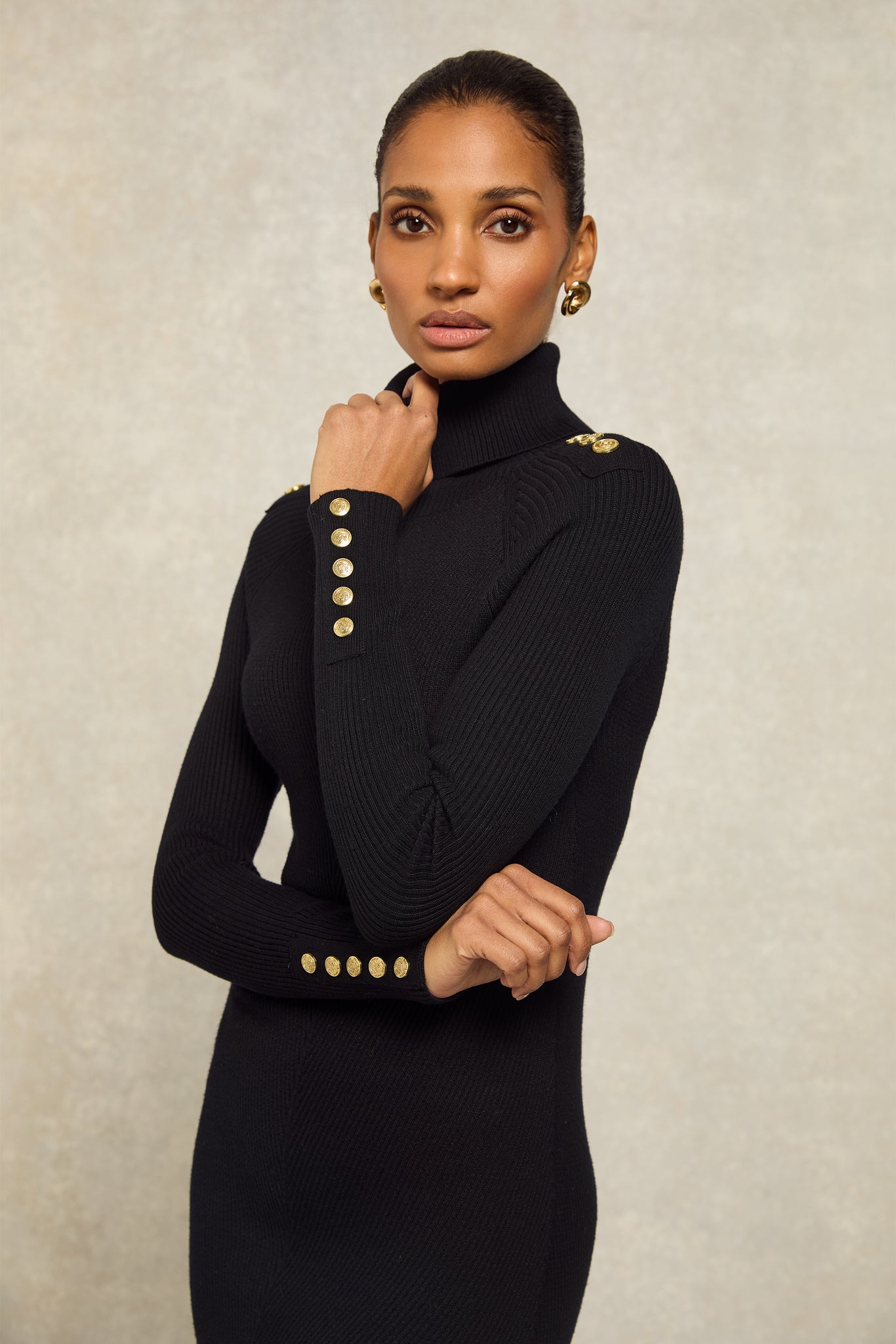 Gold Buttons Roll Neck Jumper Dress Black Holland Cooper Black Rib Roll Neck Gold Button Jumper Jersey Long Sleeve Dress M Gold Buttons Roll Neck Jumper Dress Black Holland Cooper Black Rib Roll Neck Gold Button Jumper Jersey Long Sleeve Dress M