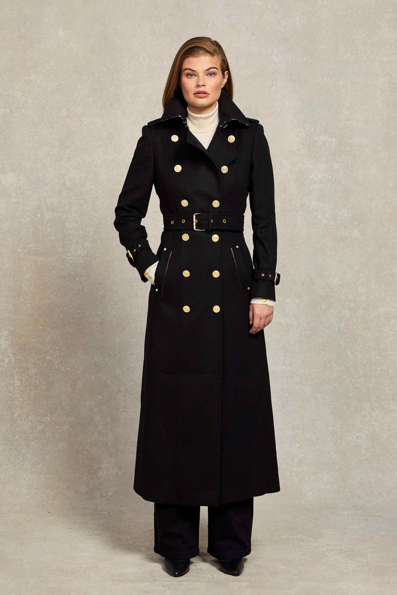 Full Length Marlborough Trench Coat (Soft Black)