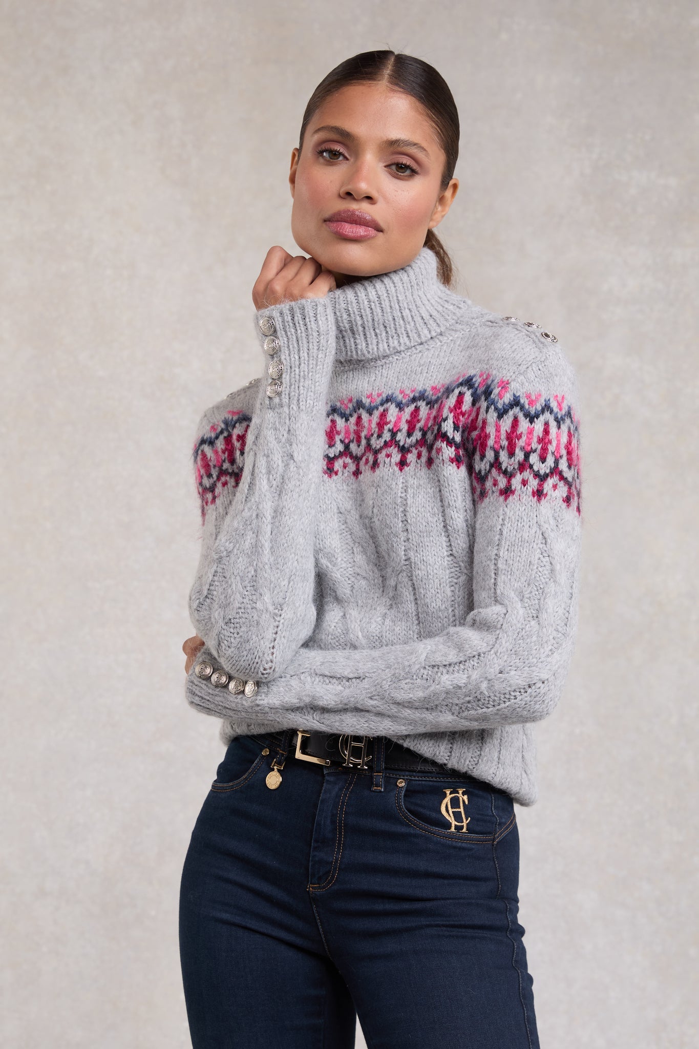Heritage Cable Fairisle Knit (Mid Grey Marl)