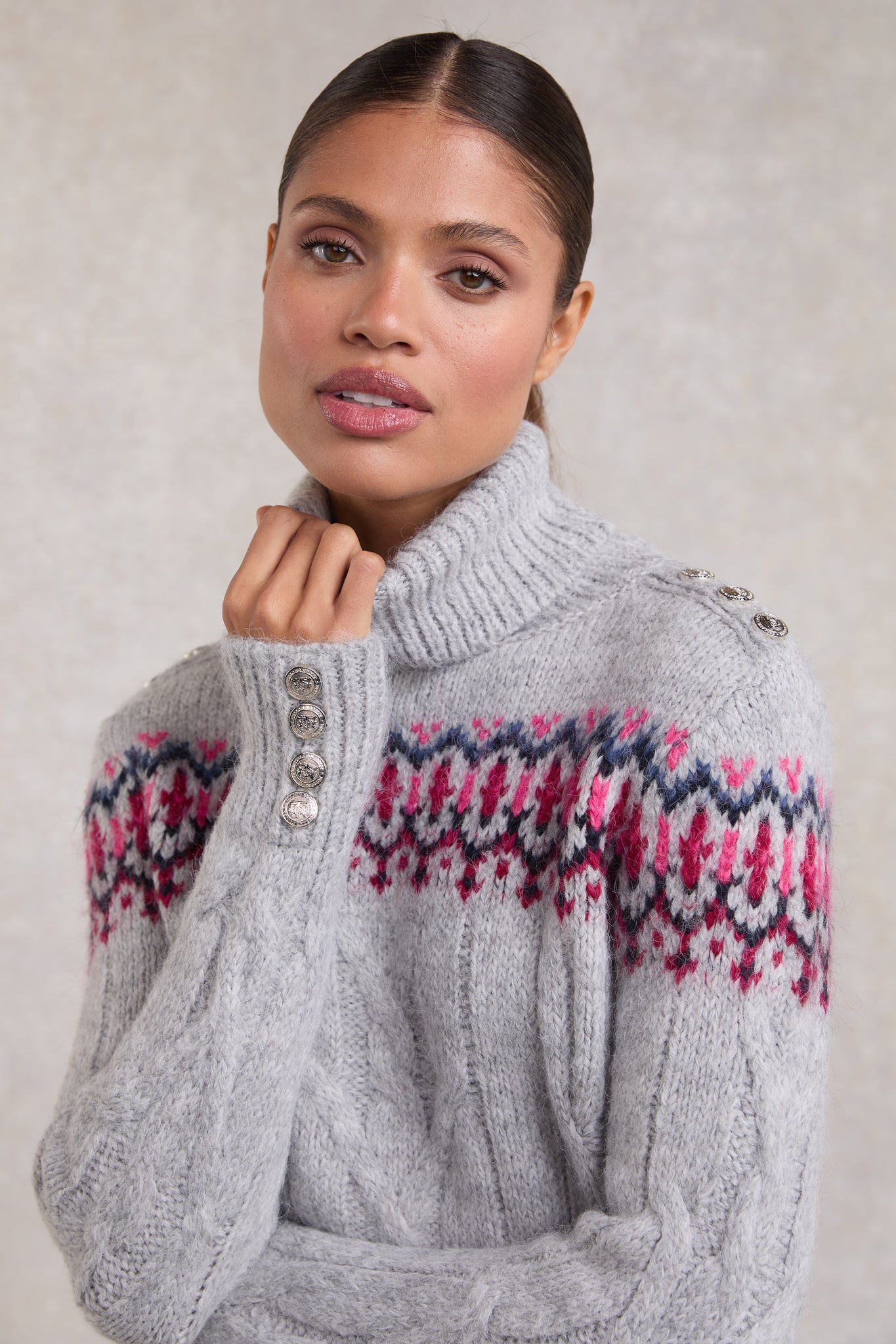 Heritage Cable Fairisle Knit (Mid Grey Marl)