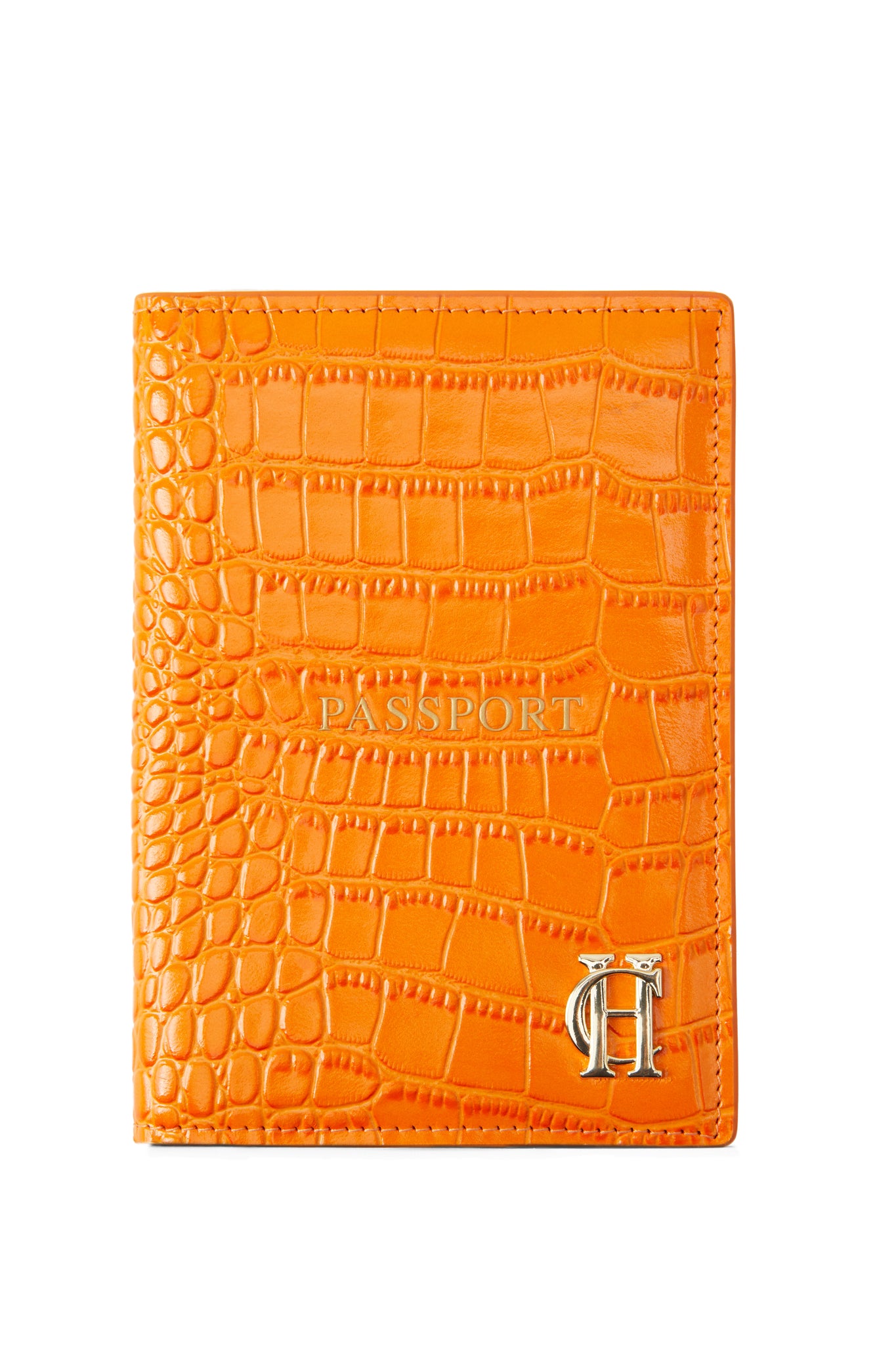 Holland Cooper Chelsea Passport Holder Orange Croc Women's One Size