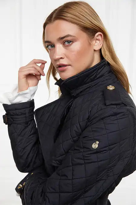 Enstone Quilted Trench Coat (Black Gold)