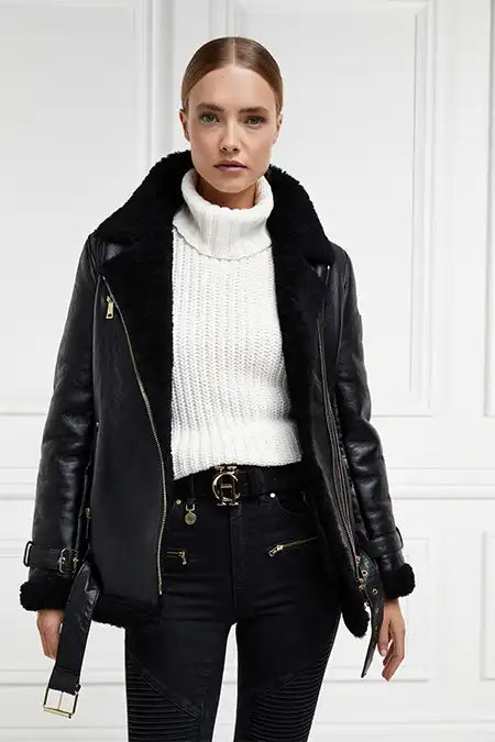 Shearling Aviator Jacket (Black)