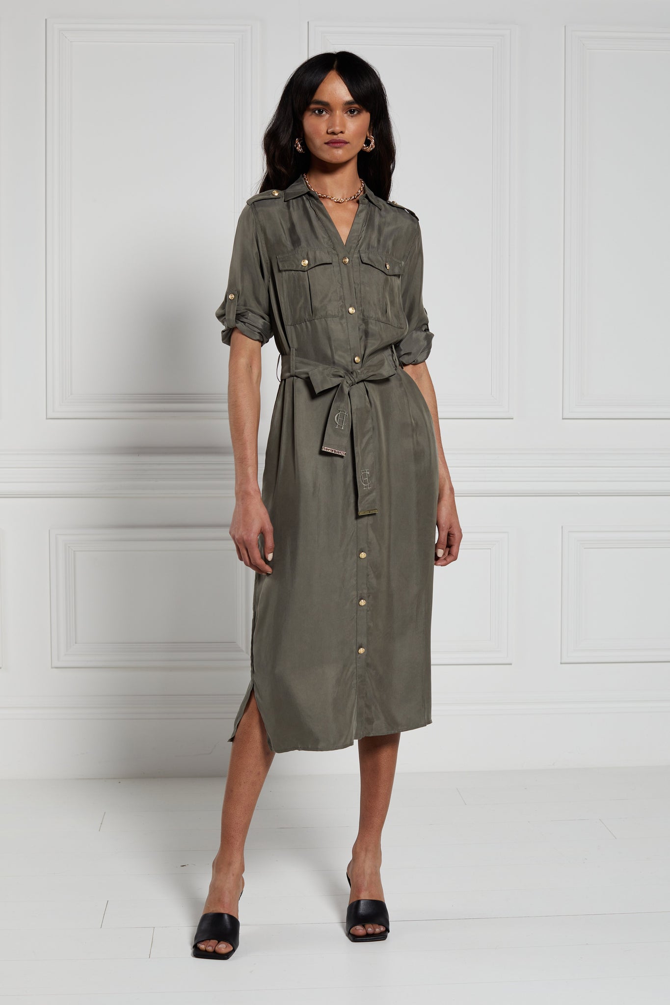 Military Midi Dress (Khaki) – Holland Cooper ®