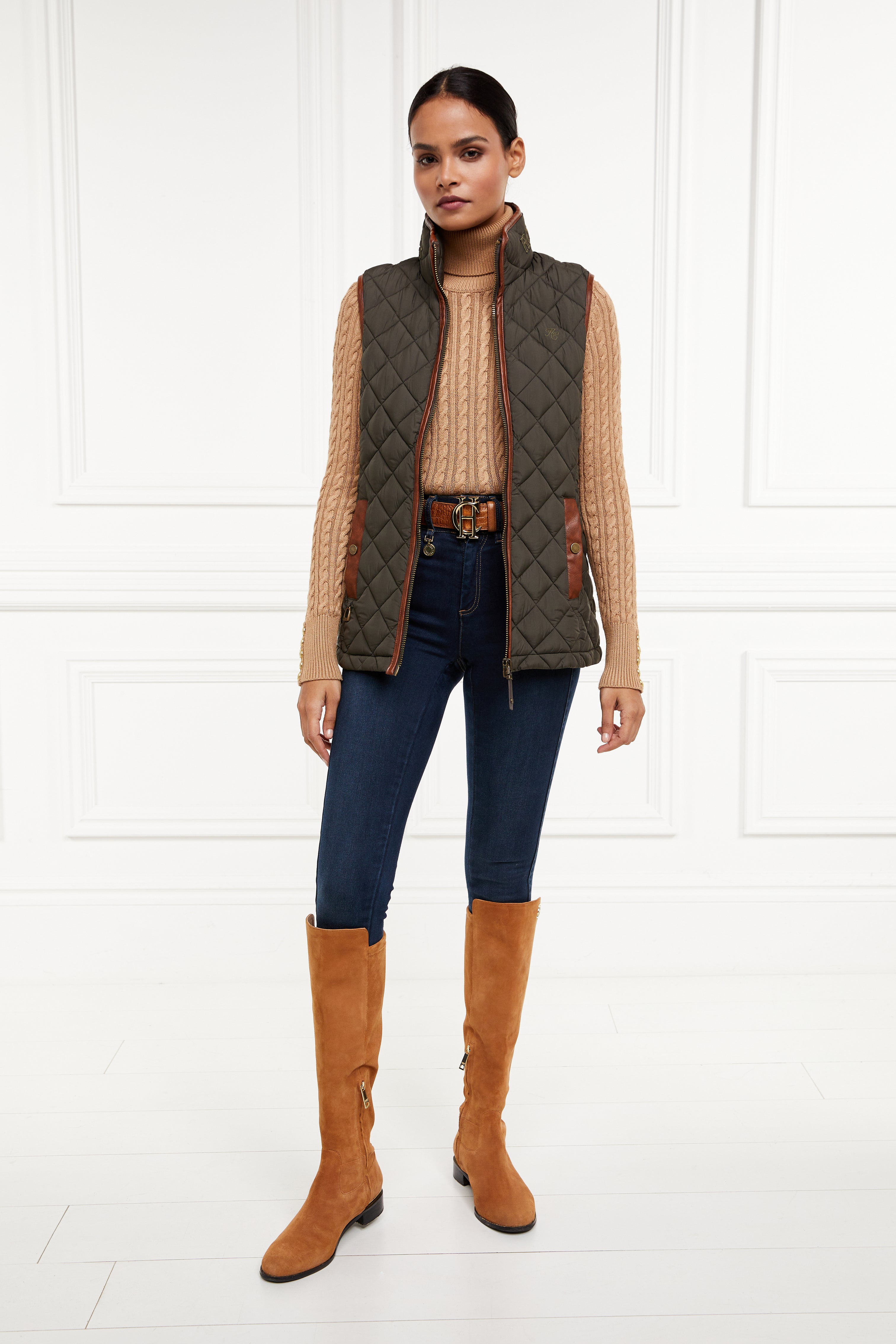 Classic Quilted Pullover - Chocolate / Khaki