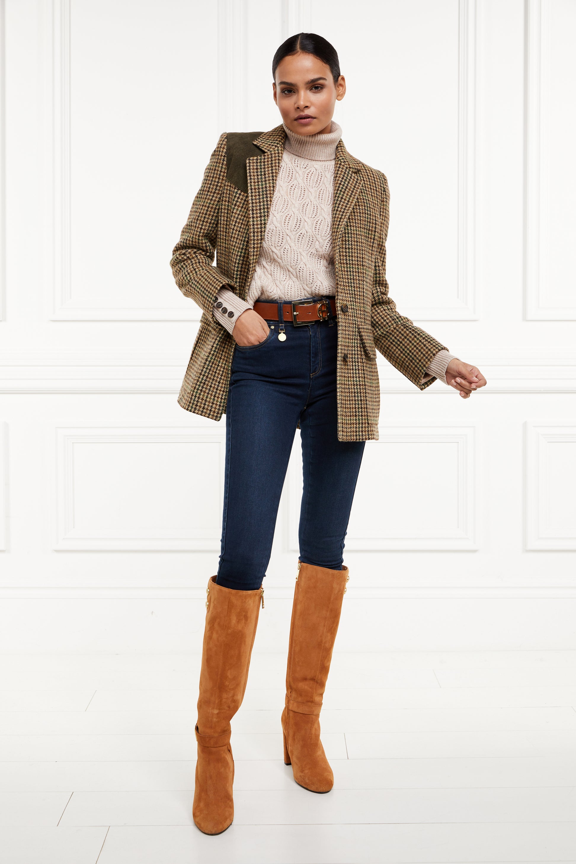 Hollyoak Fur Collar Knit Crop Top Oatmeal