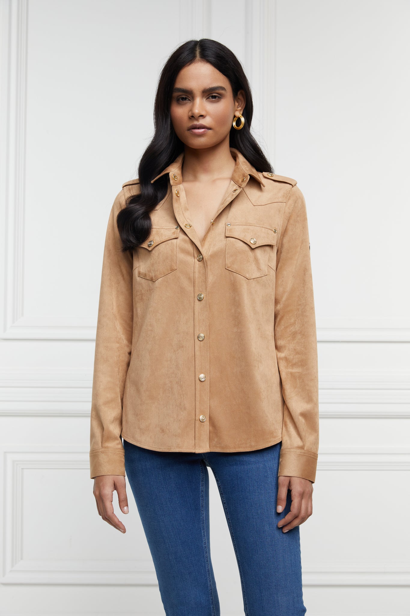 Western Suedette Shirt (Taupe)