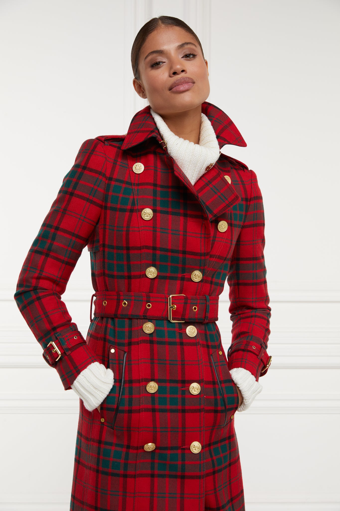 Full Length Marlborough Trench Coat (Red Tartan) – Holland Cooper