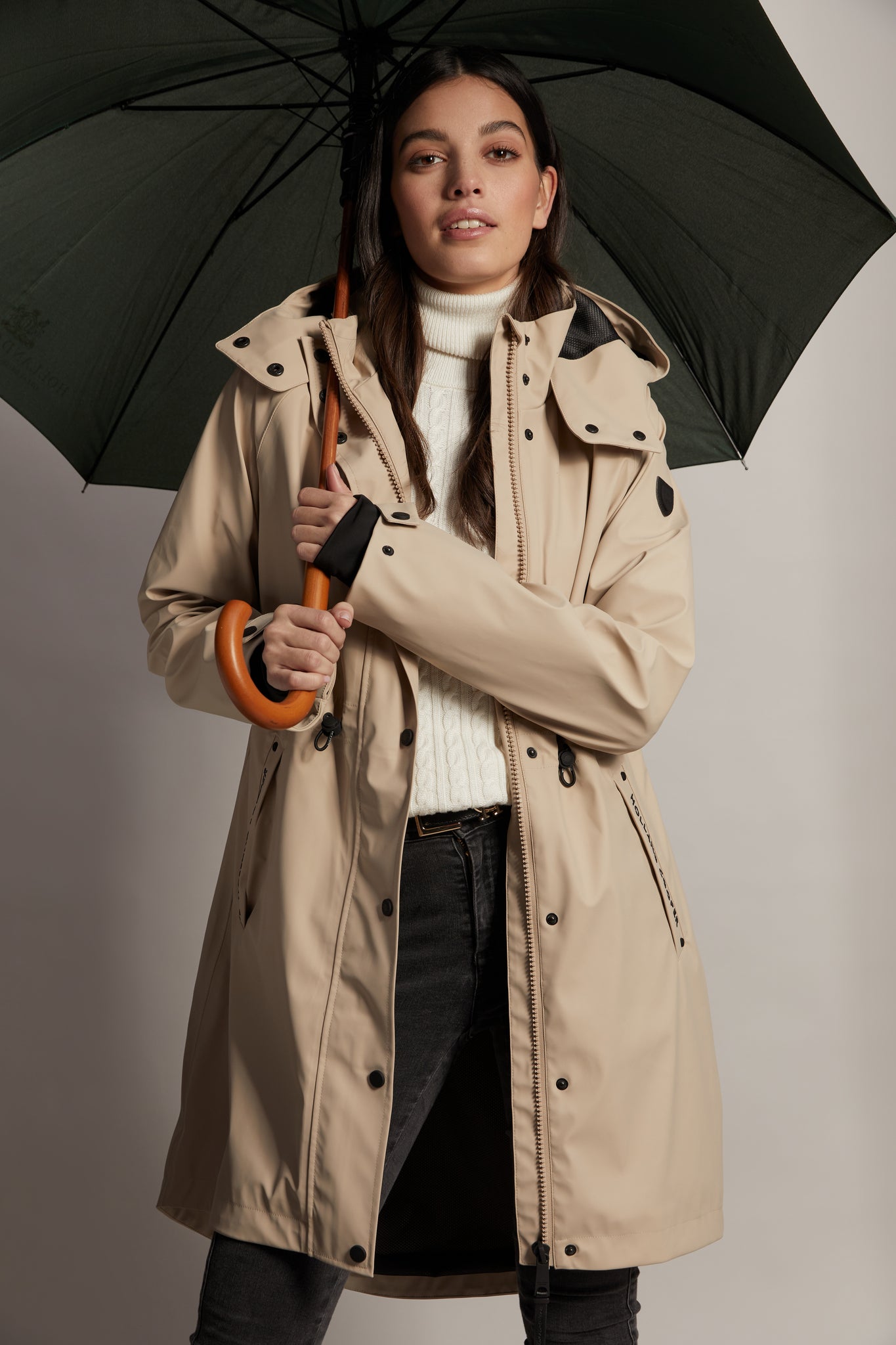 womens stone rain coat with hood 