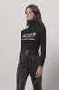 thermal fitted roll neck jumper in black with red HC Ski branding in a high build embroidery across front