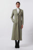 womens green and pink check single breasted full length wool coat